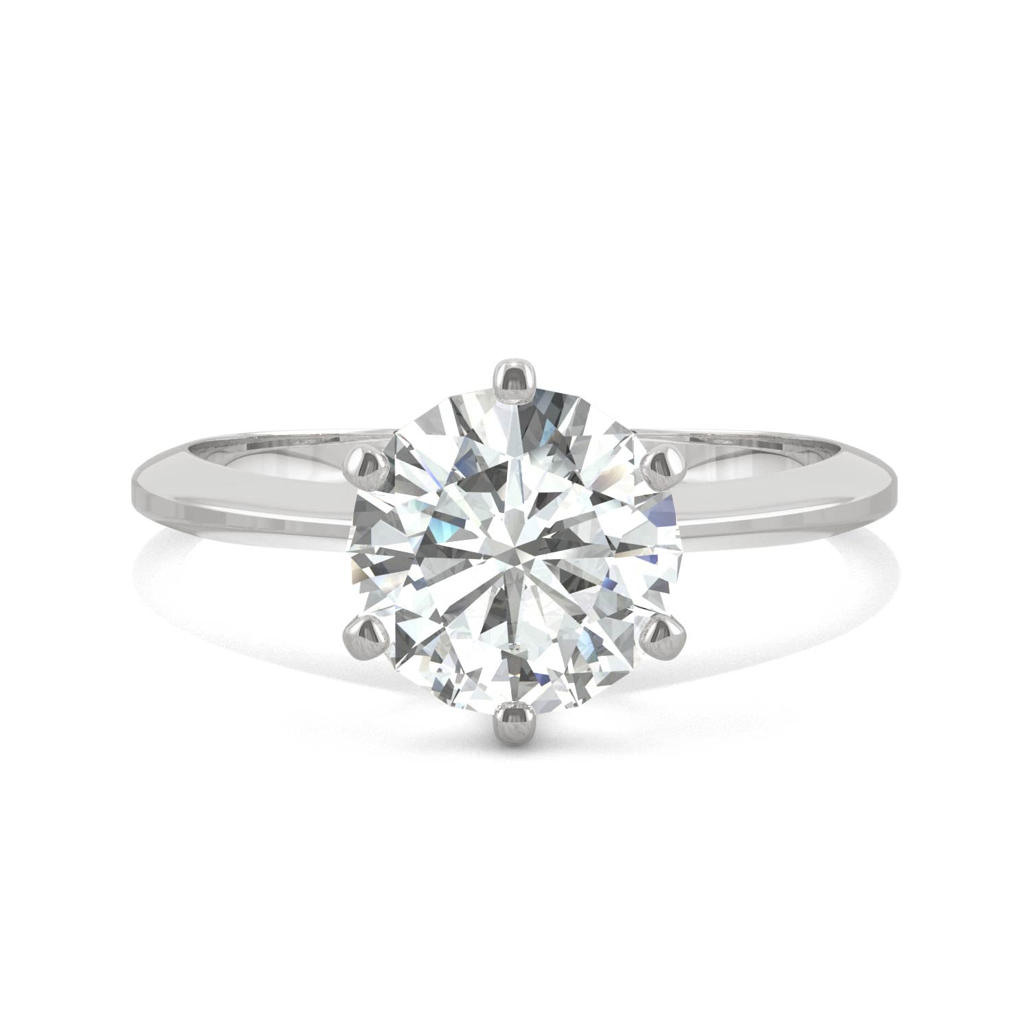 1.90 CTW DEW Round Moissanite Six-Prong Solitaire Engagement Ring in 14K White Gold