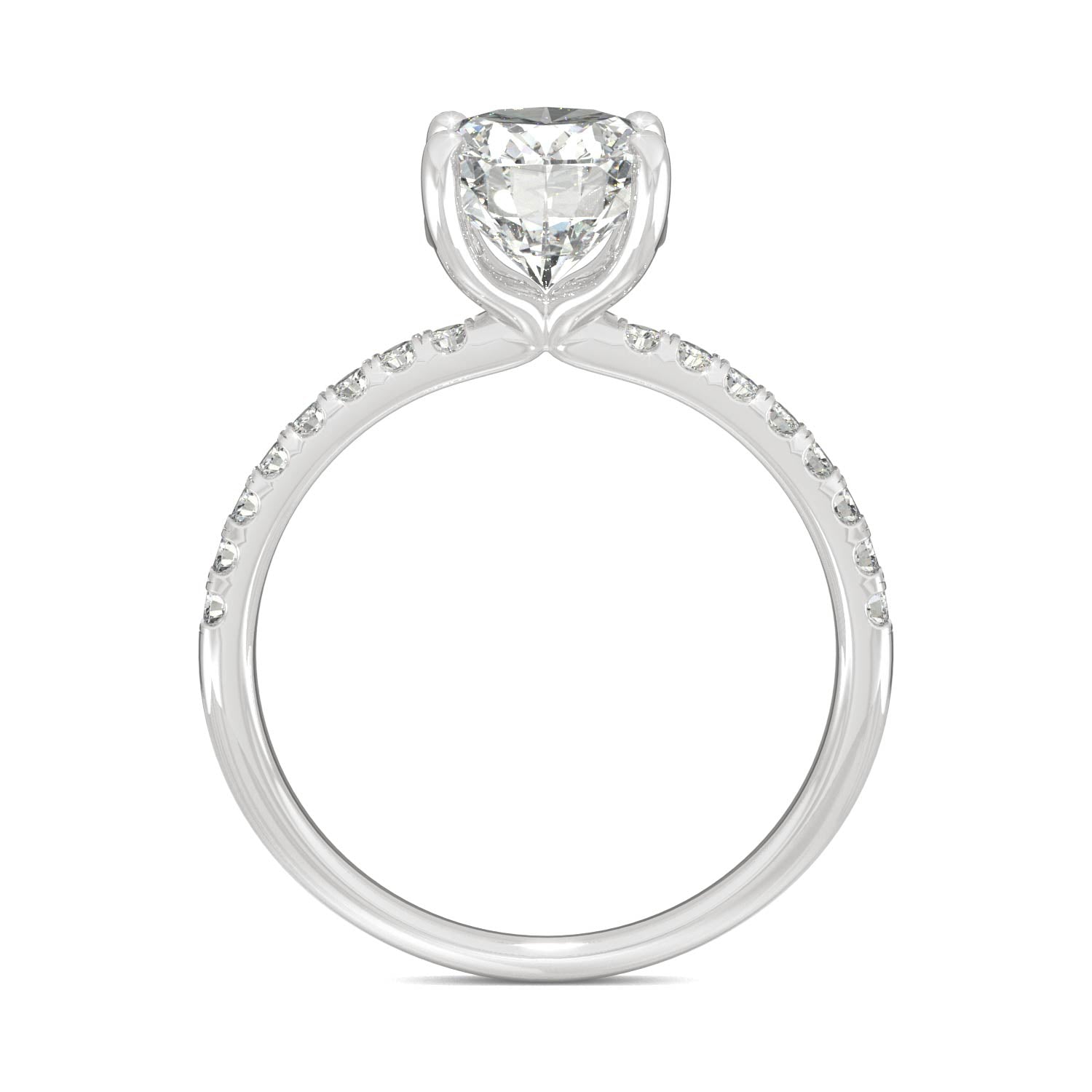 2.34 CTW DEW Oval Moissanite Basket Ring in 14K White Gold