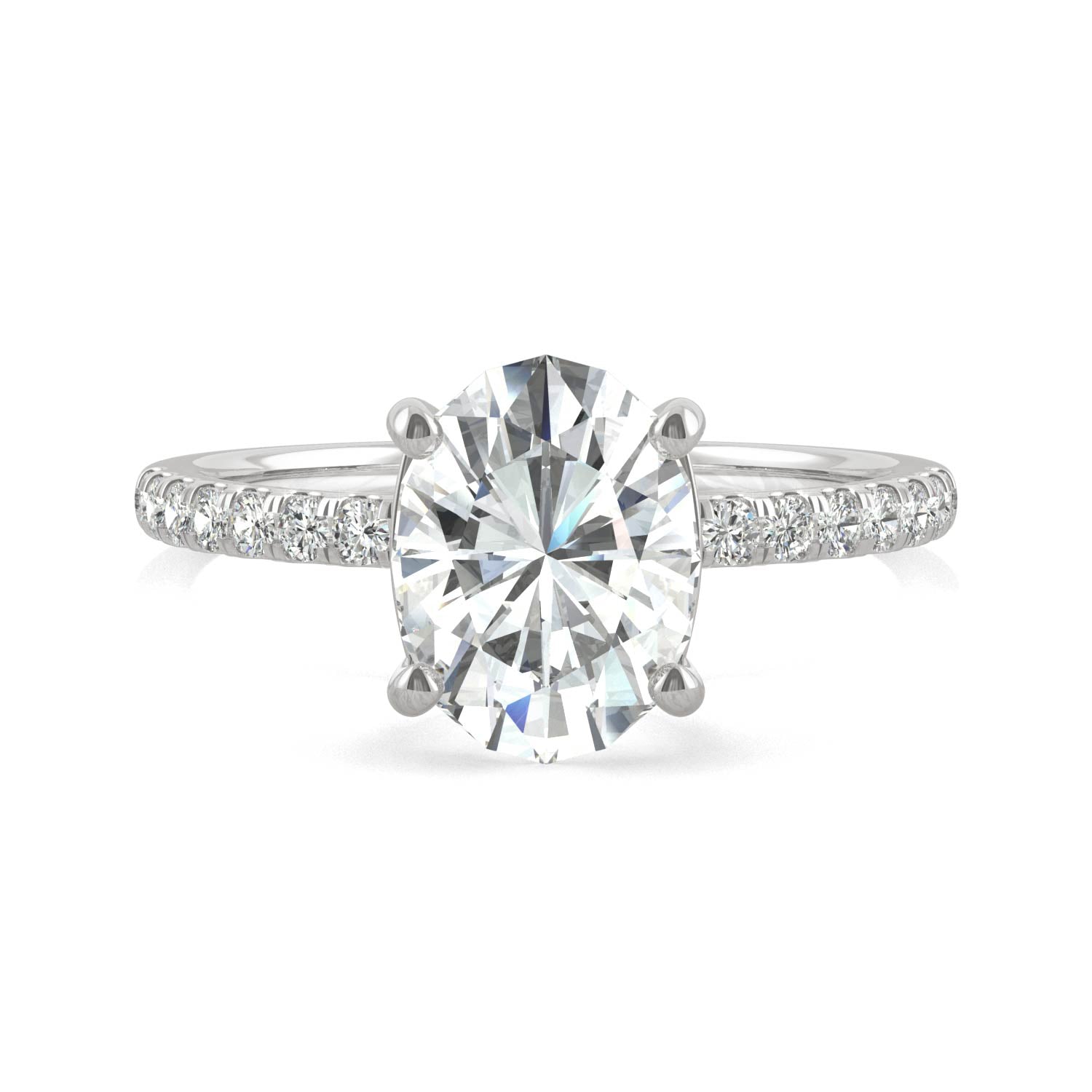 2.34 CTW DEW Oval Moissanite Basket Ring in 14K White Gold