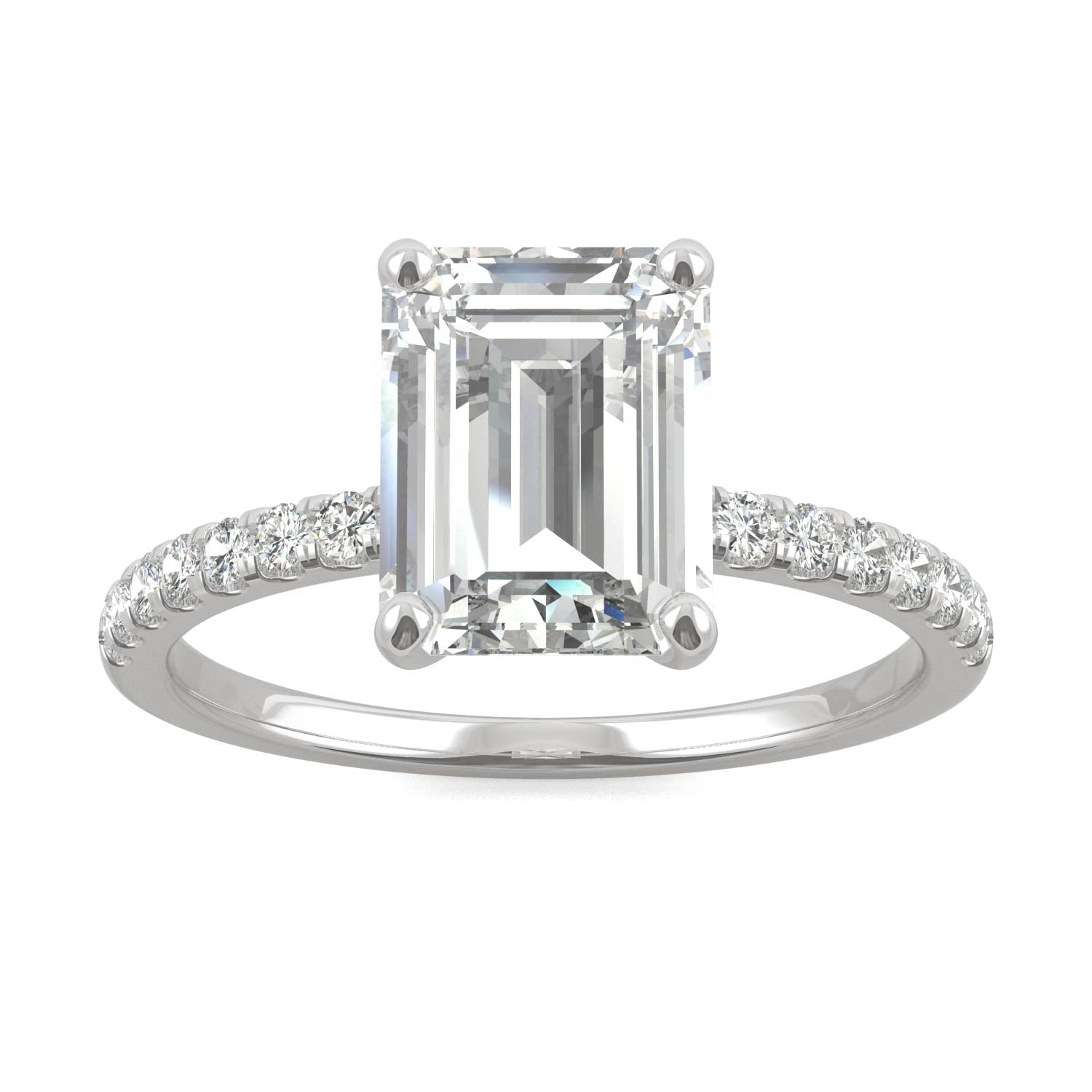 2.76 CTW DEW Emerald Moissanite Ring in 14K White Gold