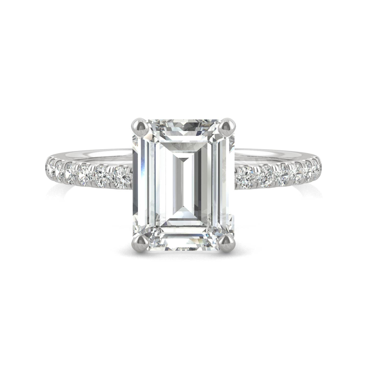 2.76 CTW DEW Emerald Moissanite Ring in 14K White Gold