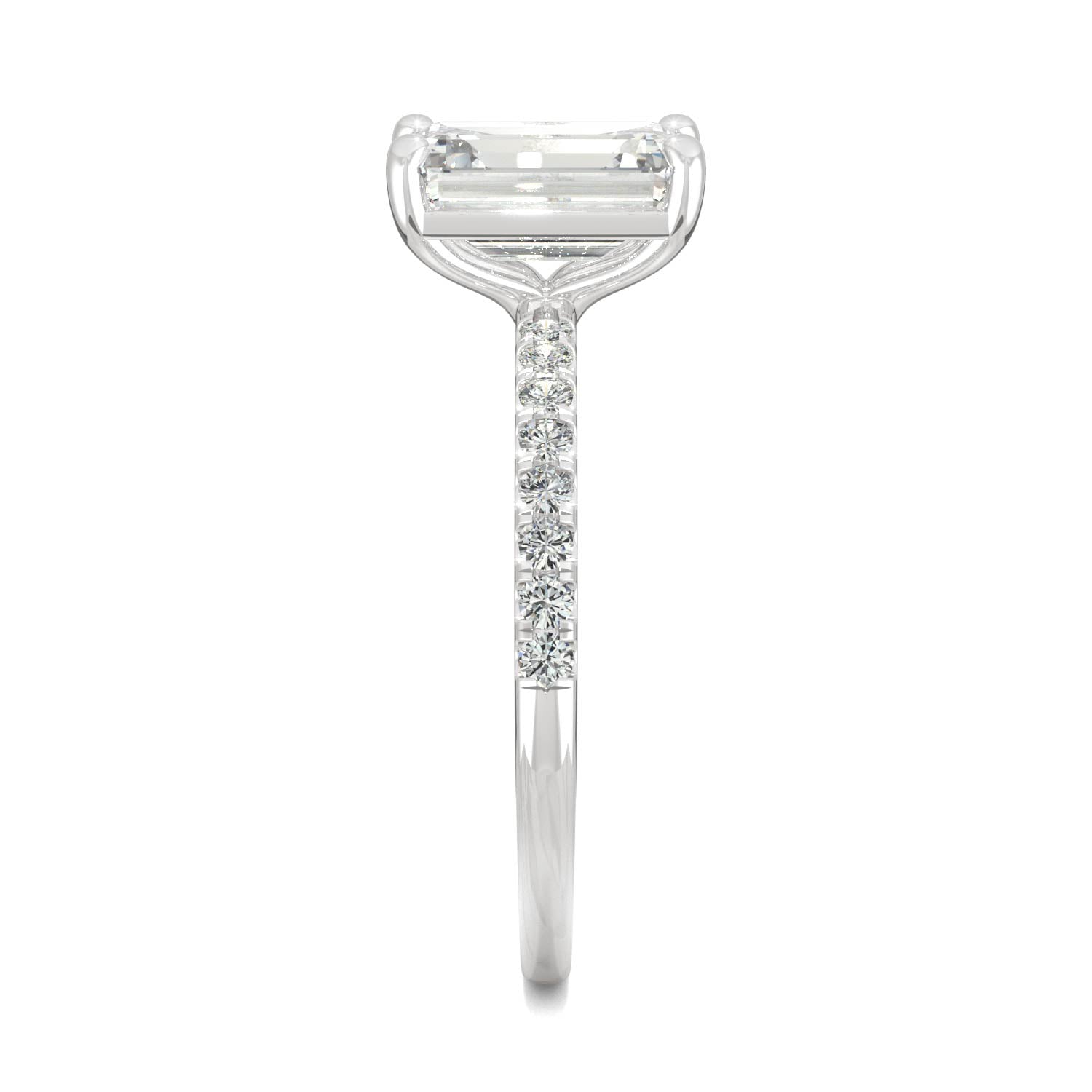 2.76 CTW DEW Emerald Moissanite Ring in 14K White Gold