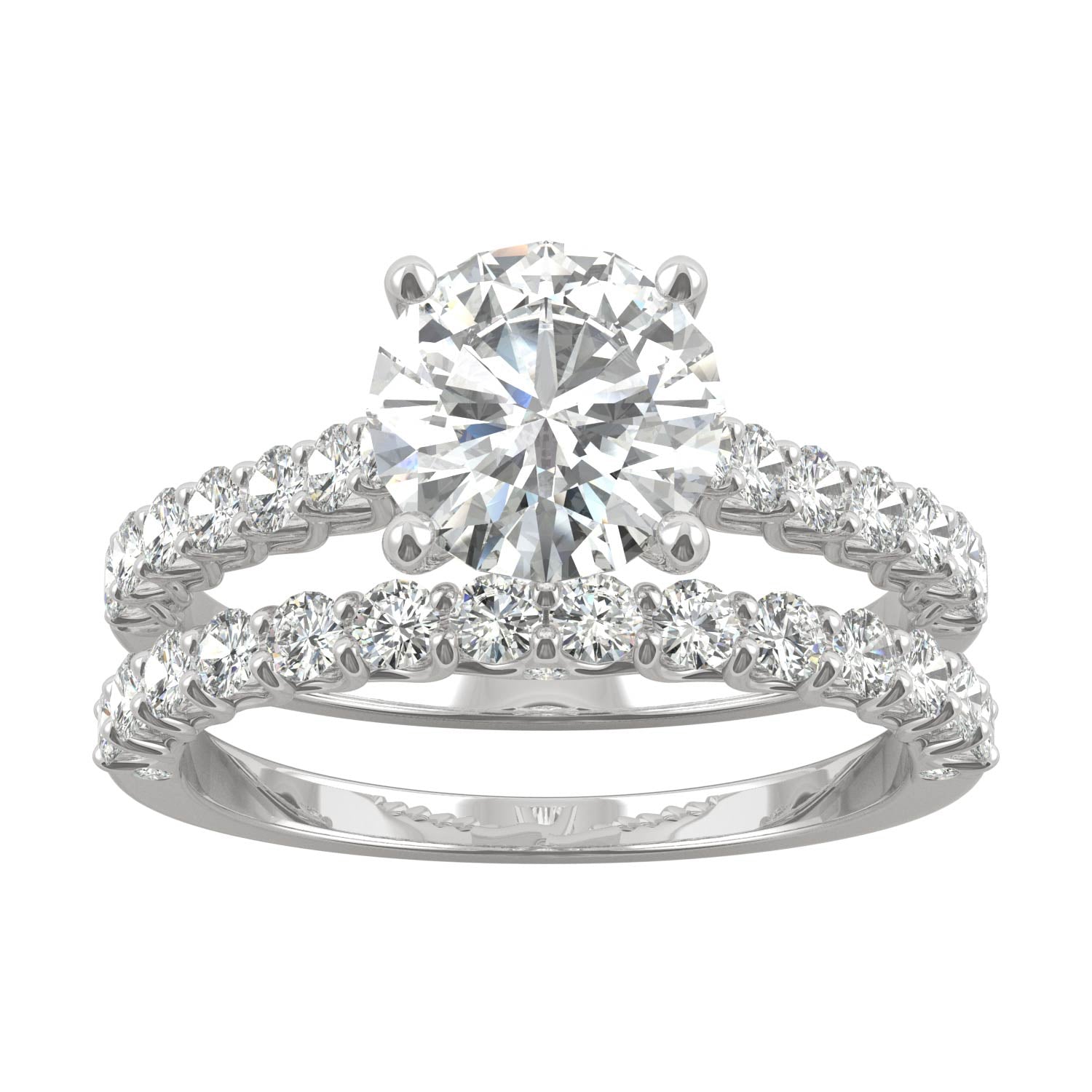 2.37 CTW DEW Round Moissanite Bridal Set in 14K White Gold