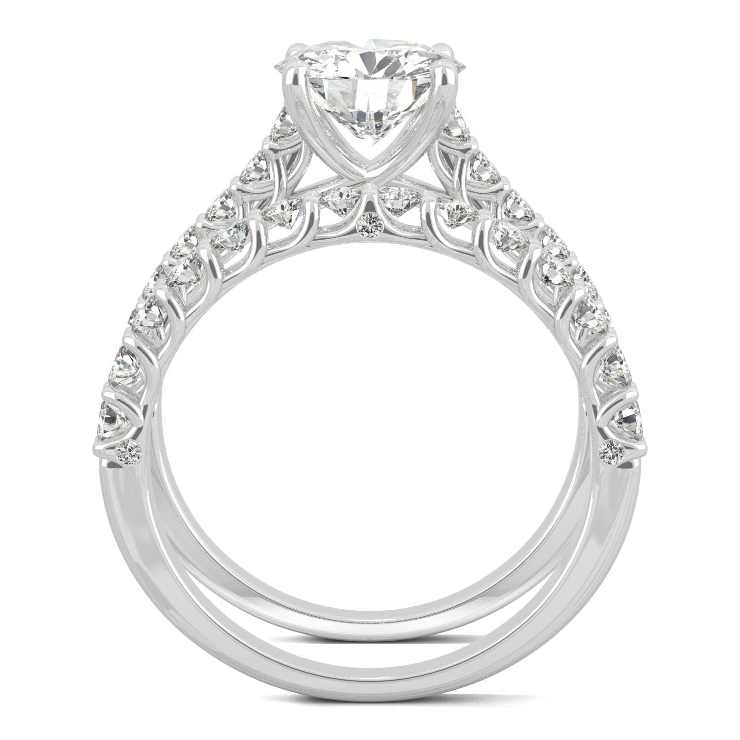 2.37 CTW DEW Round Moissanite Bridal Set in 14K White Gold