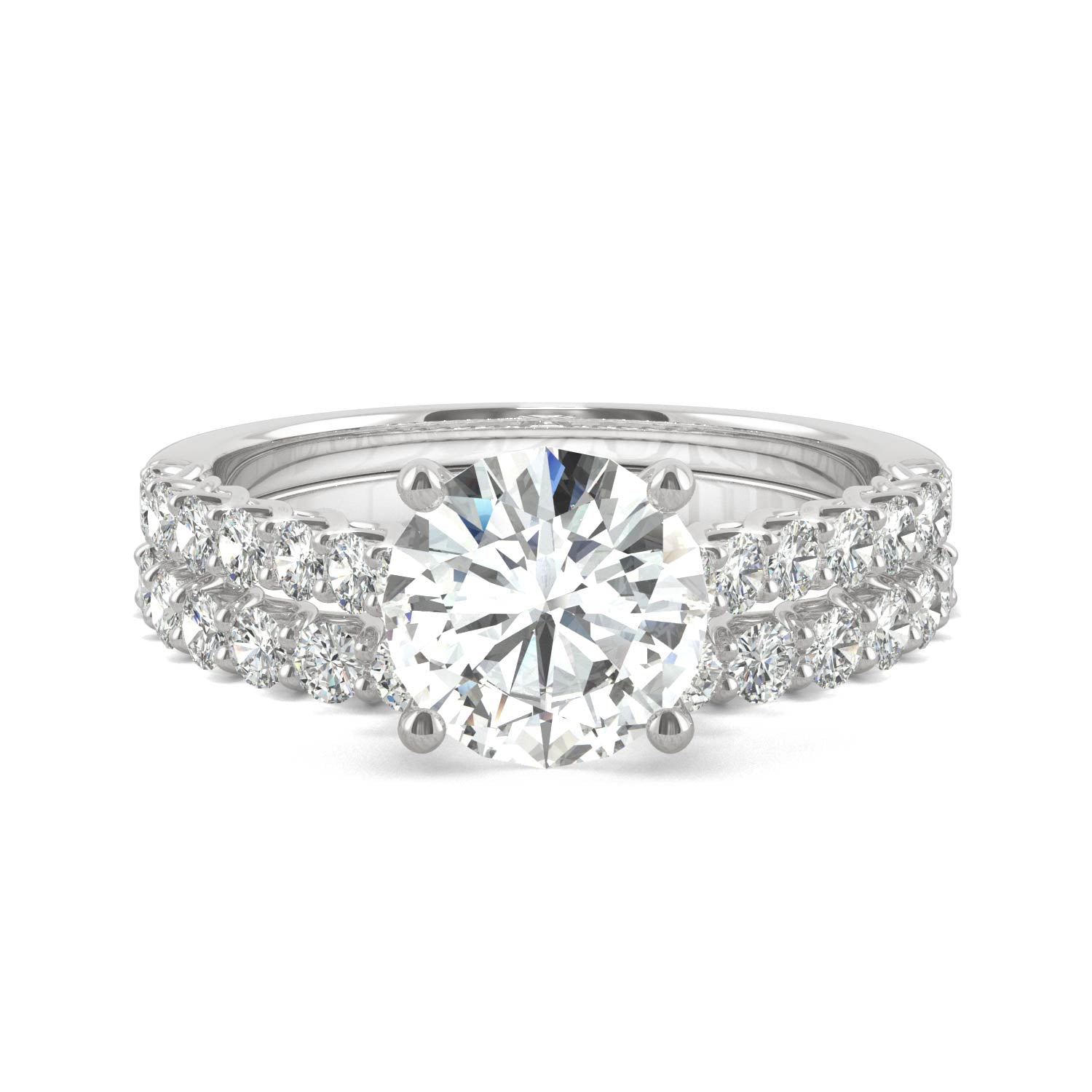 2.37 CTW DEW Round Moissanite Bridal Set in 14K White Gold
