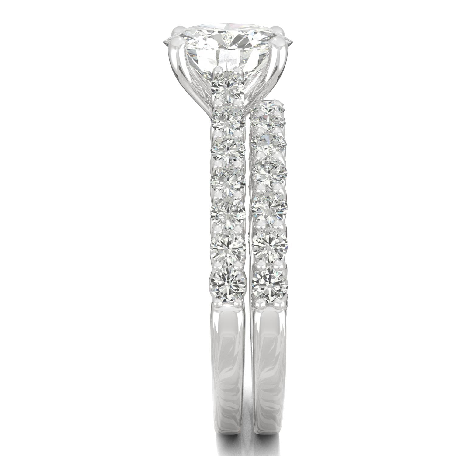 2.37 CTW DEW Round Moissanite Bridal Set in 14K White Gold