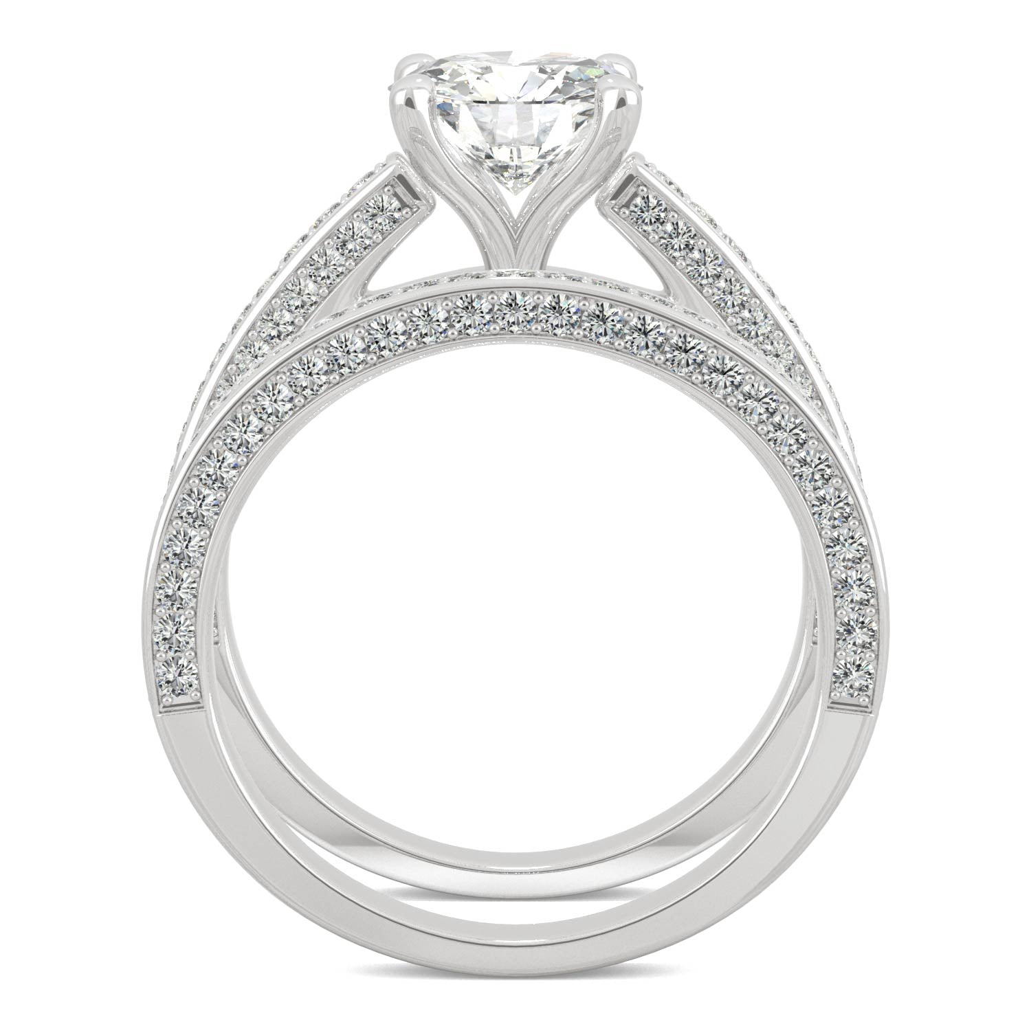 2.71 CTW DEW Round Moissanite Bridal Set in 14K White Gold