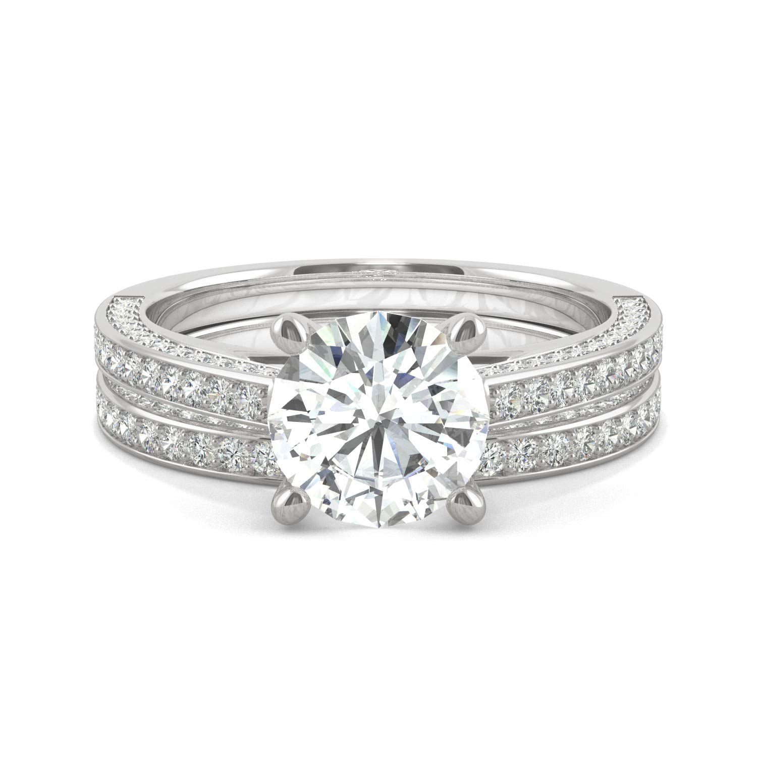2.71 CTW DEW Round Moissanite Bridal Set in 14K White Gold