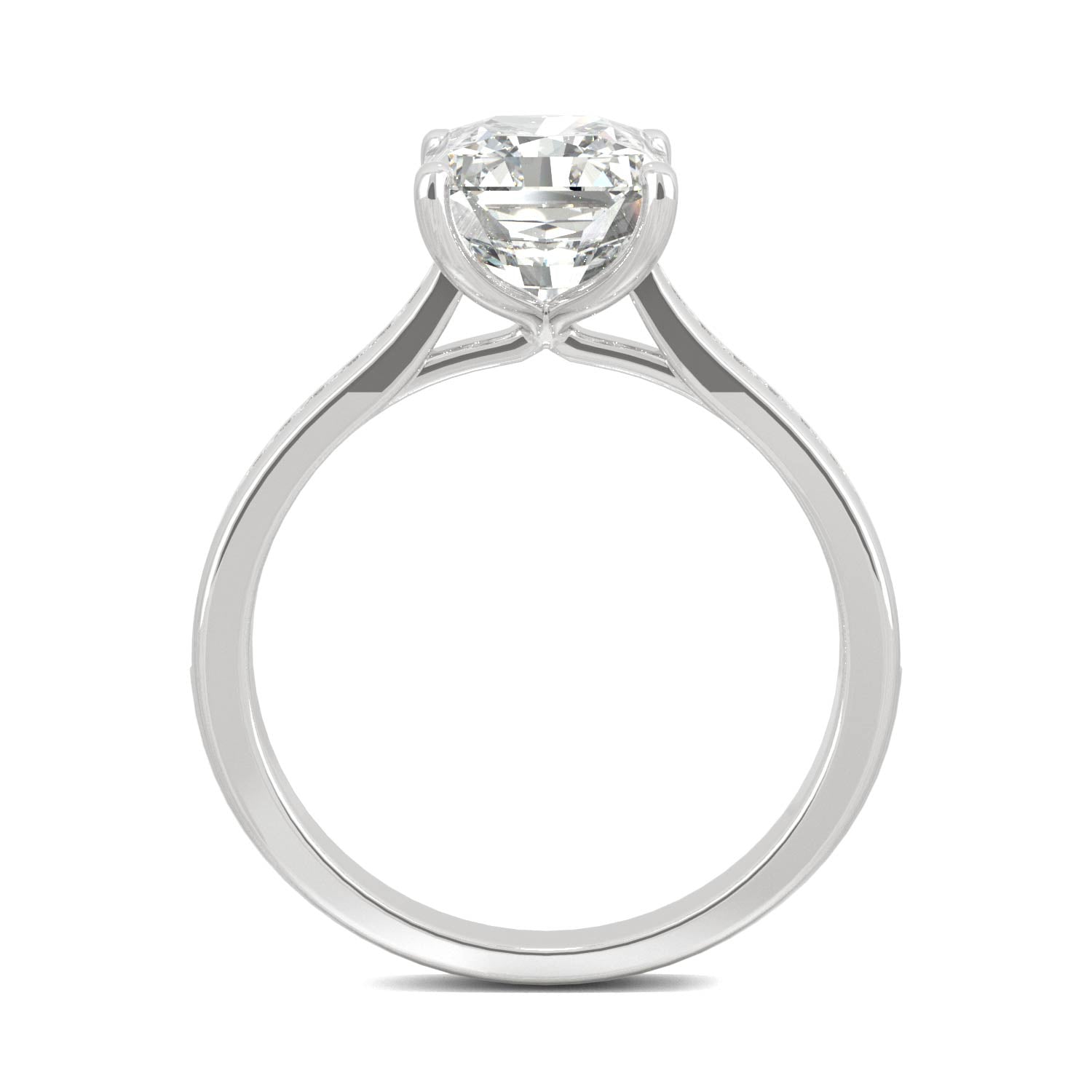 2.88 CTW DEW Radiant Moissanite Engagement Ring in 14K White Gold