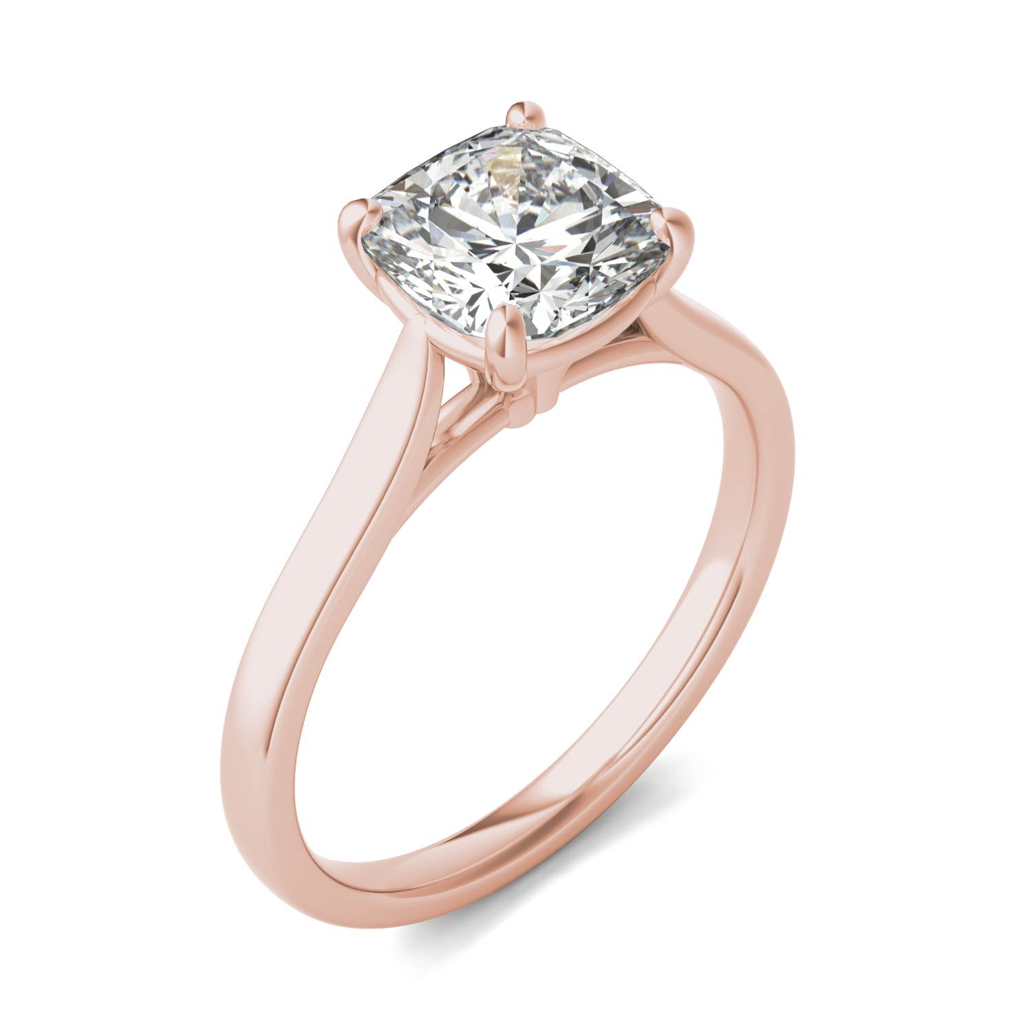 2.00 CTW DEW Cushion Moissanite Solitaire Engagement Ring in 14K Rose Gold
