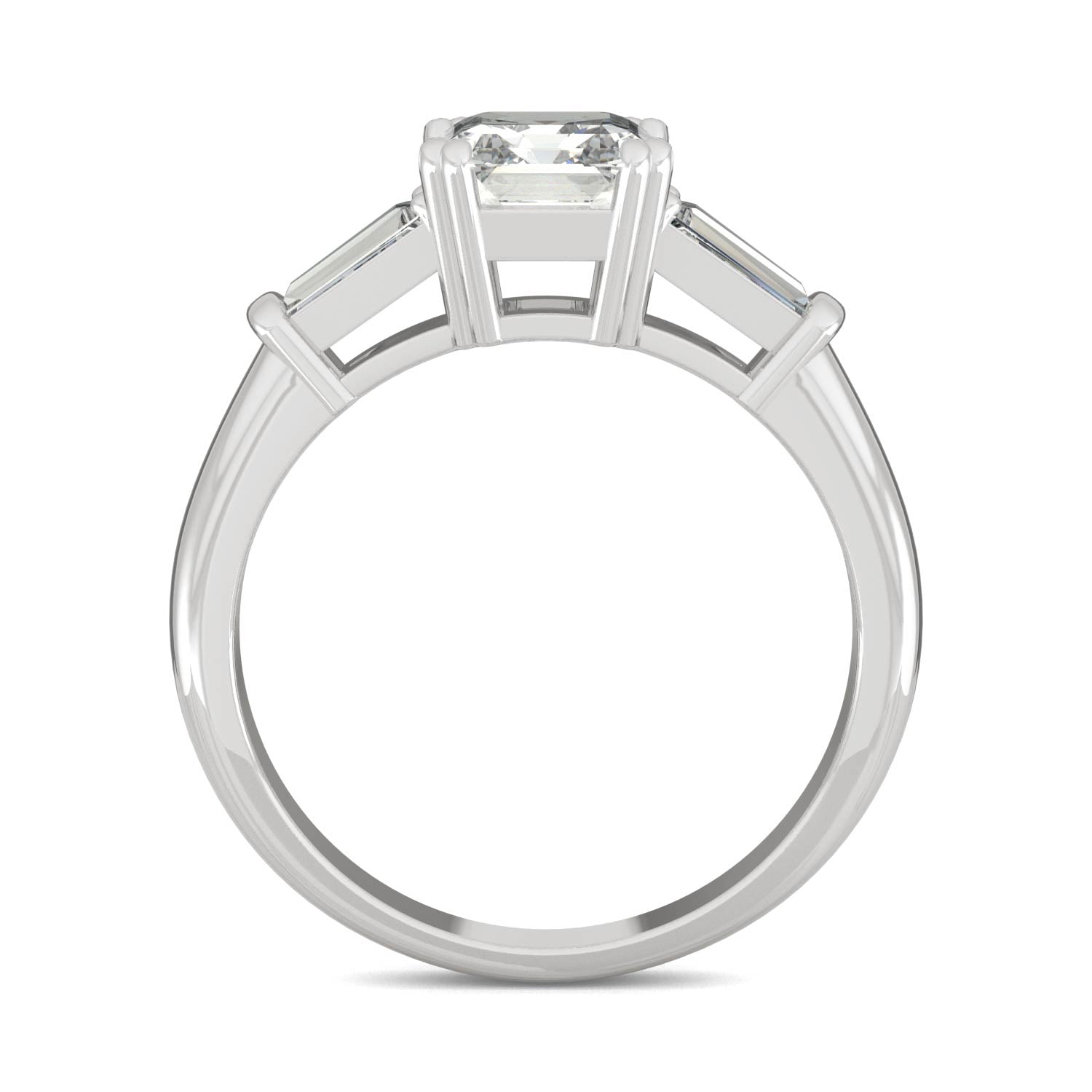 1.67 CTW DEW Asscher Moissanite Three-Stone Basket Ring in 14K White Gold