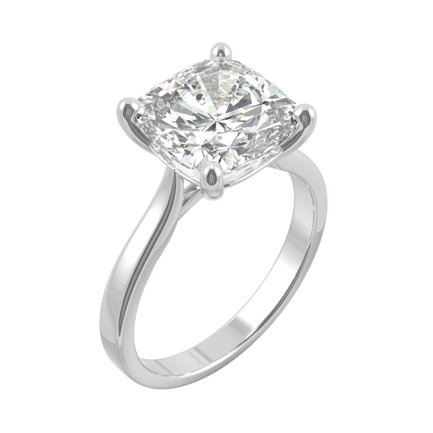4.20 CTW DEW Cushion Moissanite Solitaire Engagement Ring in 14K White Gold