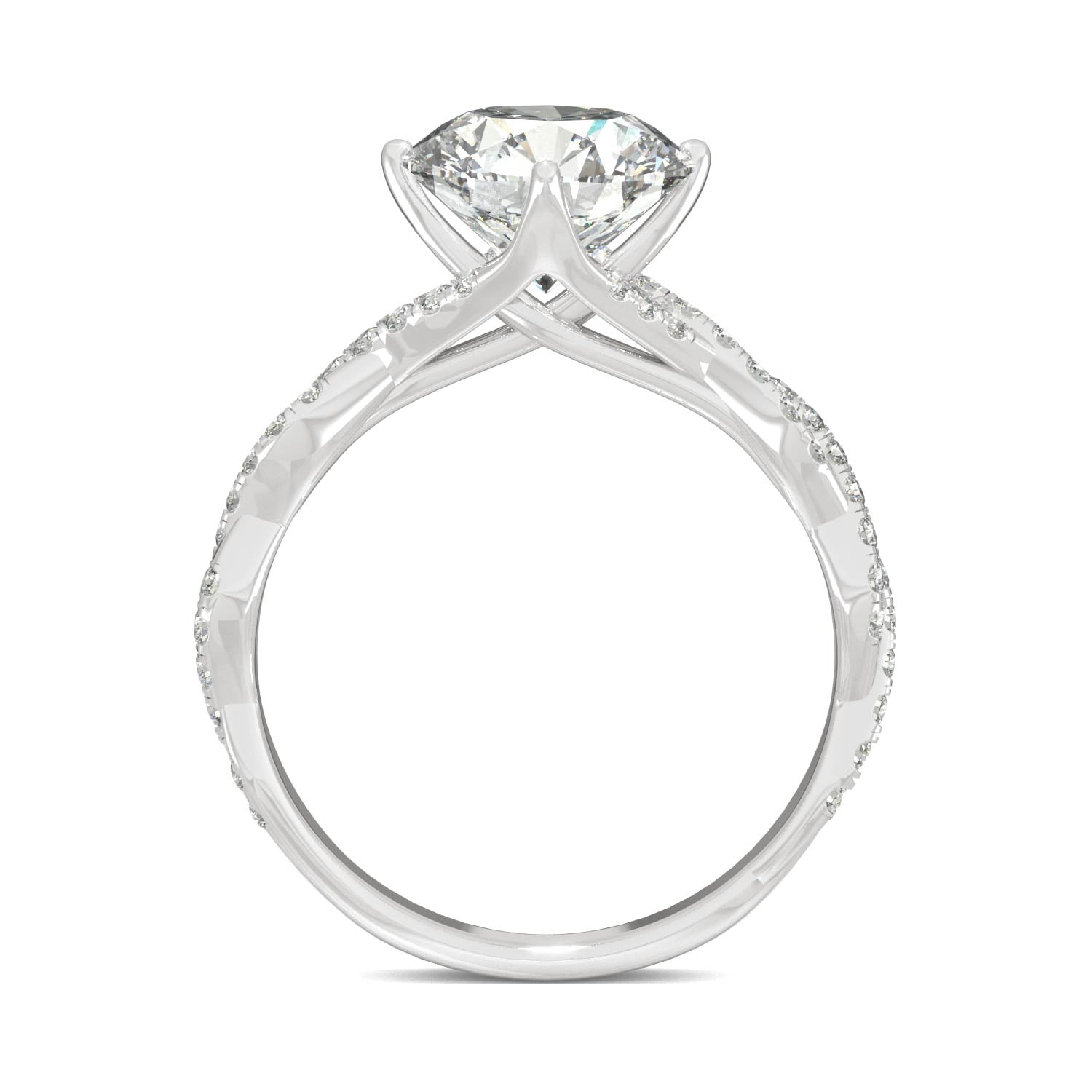 2.30 CTW DEW Round Moissanite Pave Ring in 14K White Gold