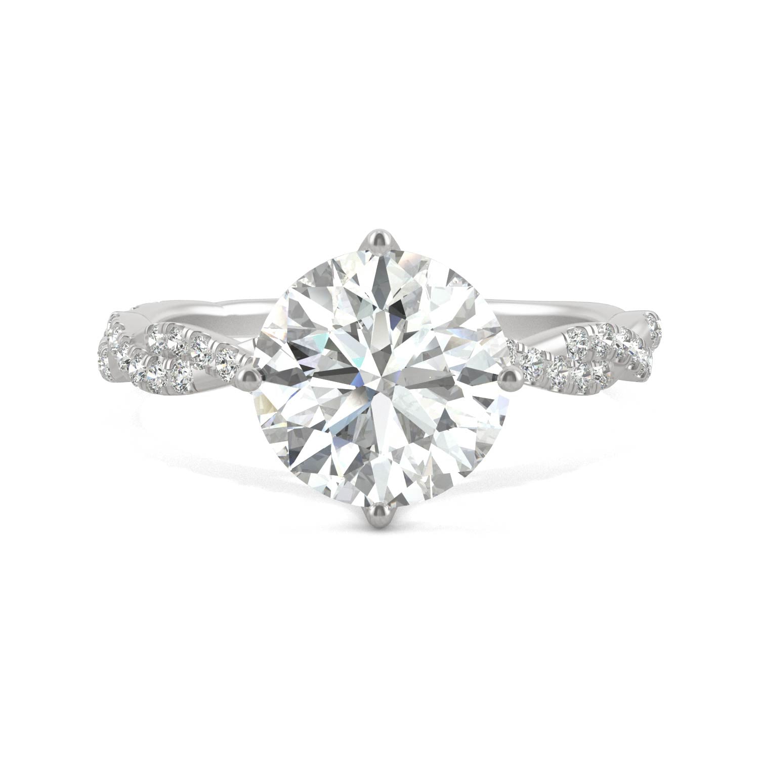 2.30 CTW DEW Round Moissanite Pave Ring in 14K White Gold