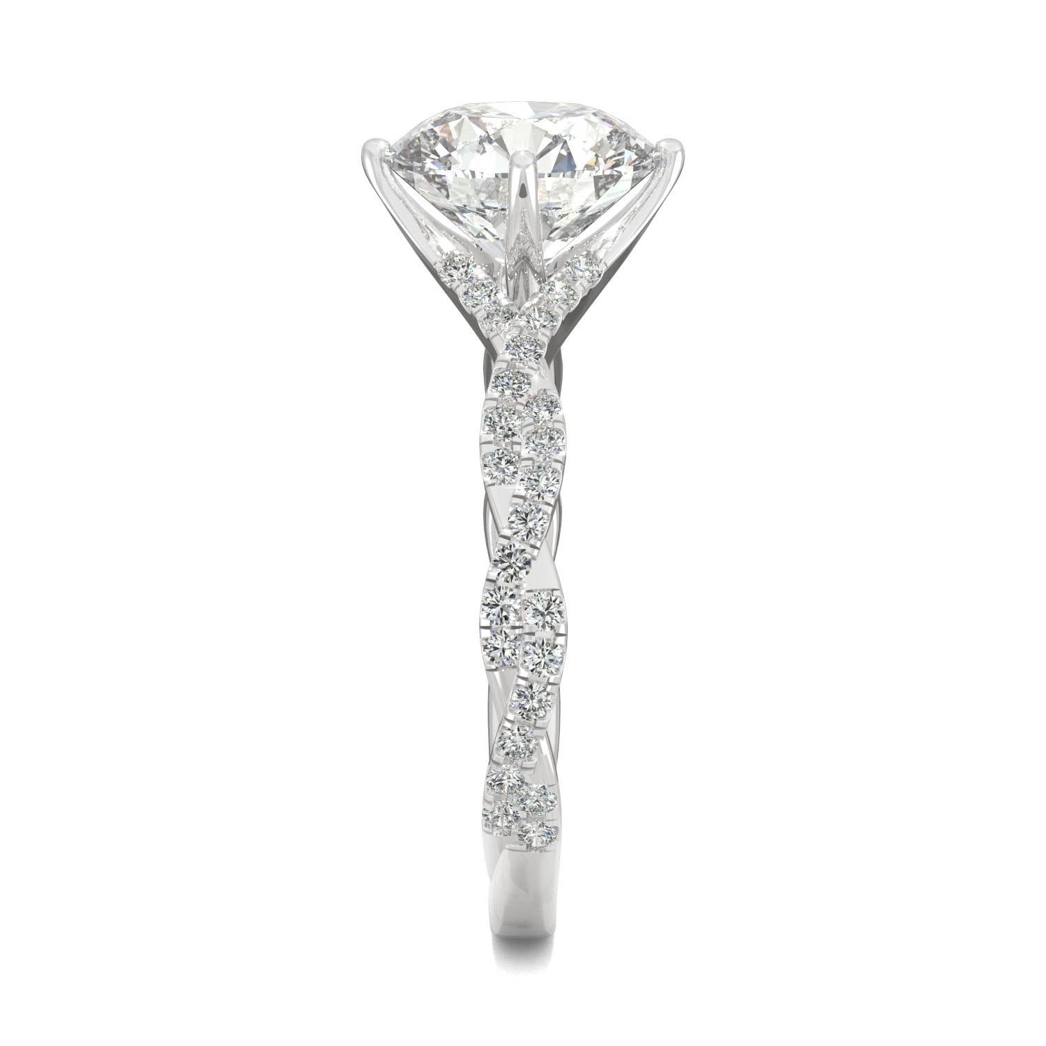2.30 CTW DEW Round Moissanite Pave Ring in 14K White Gold