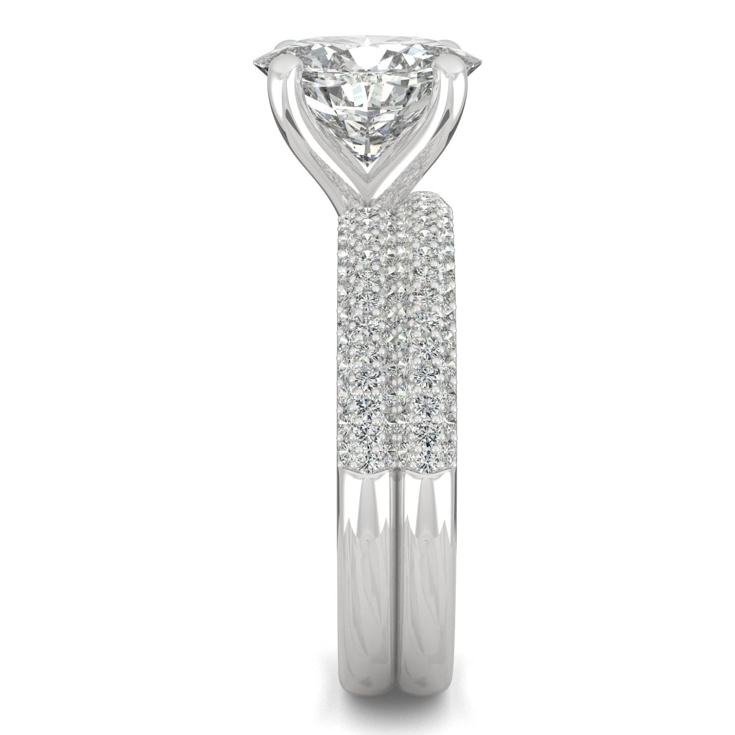 2.54 CTW DEW Oval Moissanite Side-Stone Bridal Set in 14K White Gold