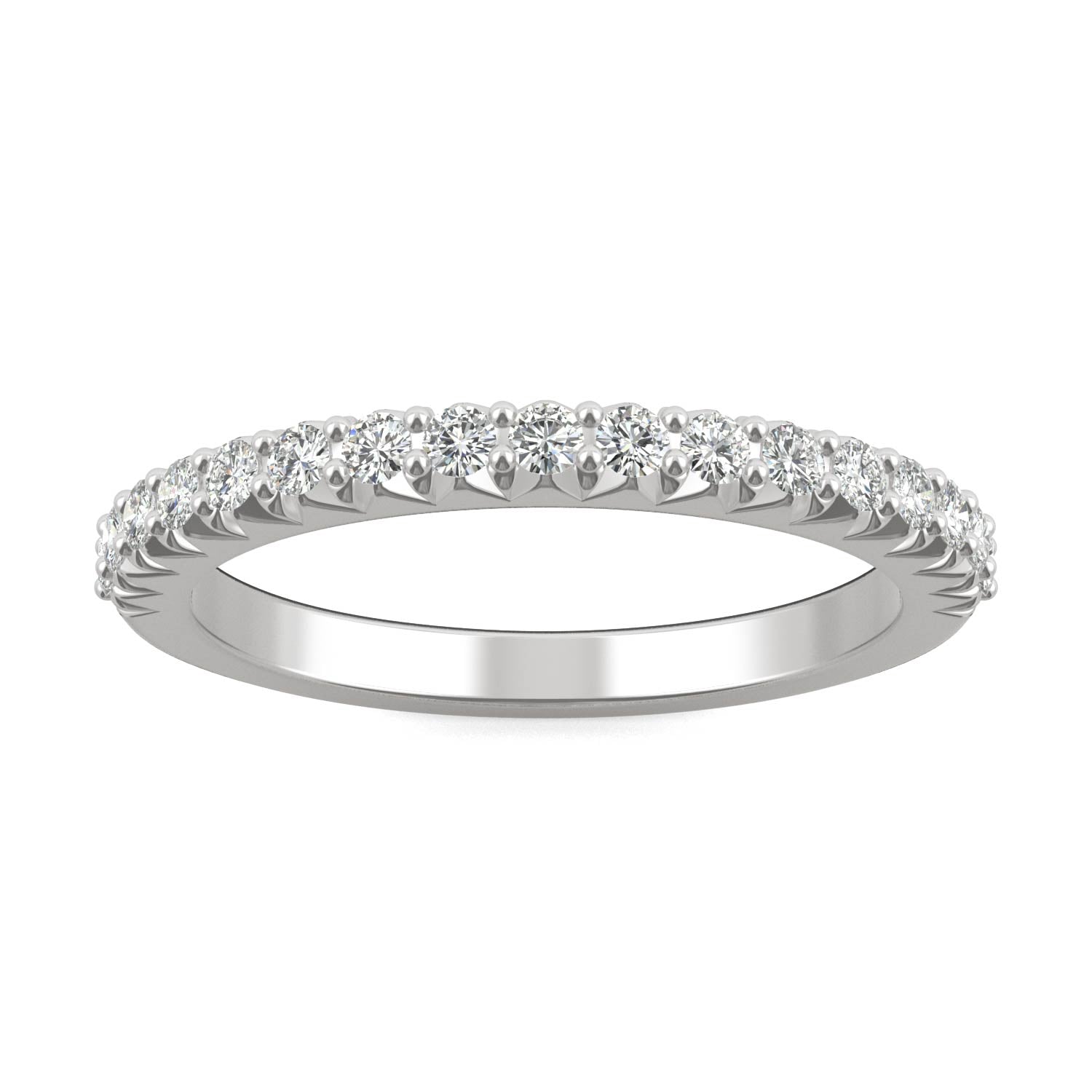 0.34 CTW DEW Round Moissanite Stackable Ring in 14K White Gold