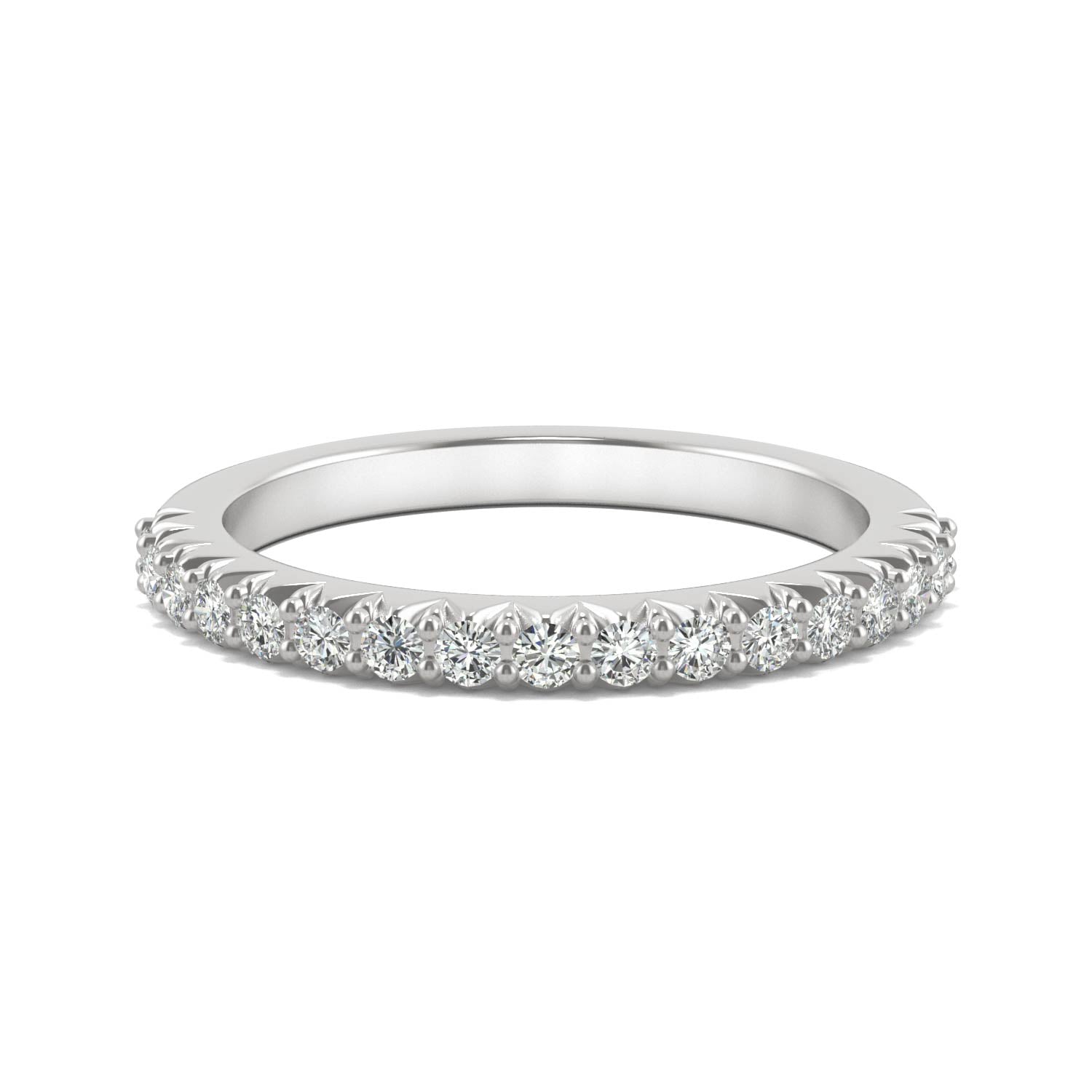 0.34 CTW DEW Round Moissanite Stackable Ring in 14K White Gold