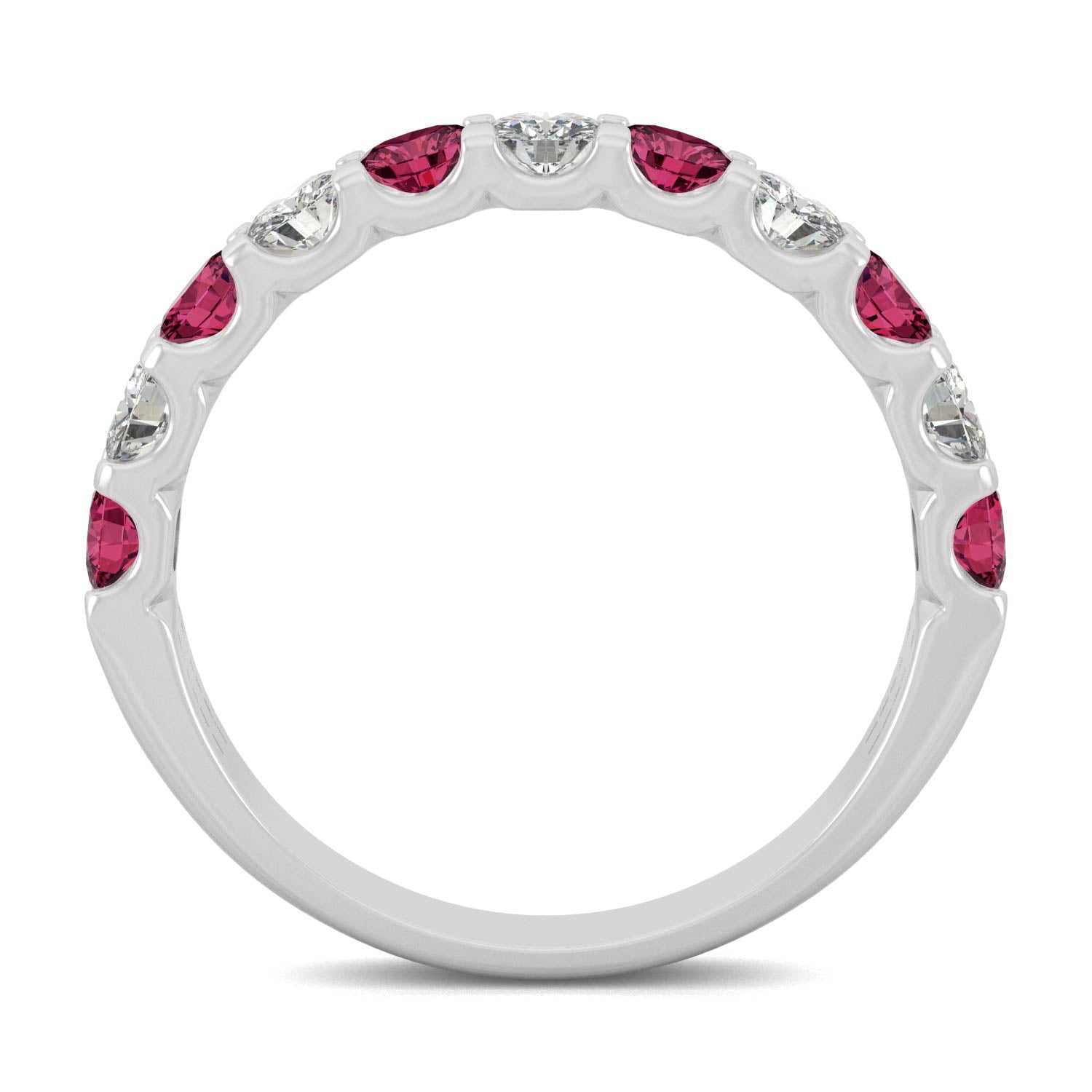1.58 CTW DEW Round Ruby Stackable Ring in 14K White Gold