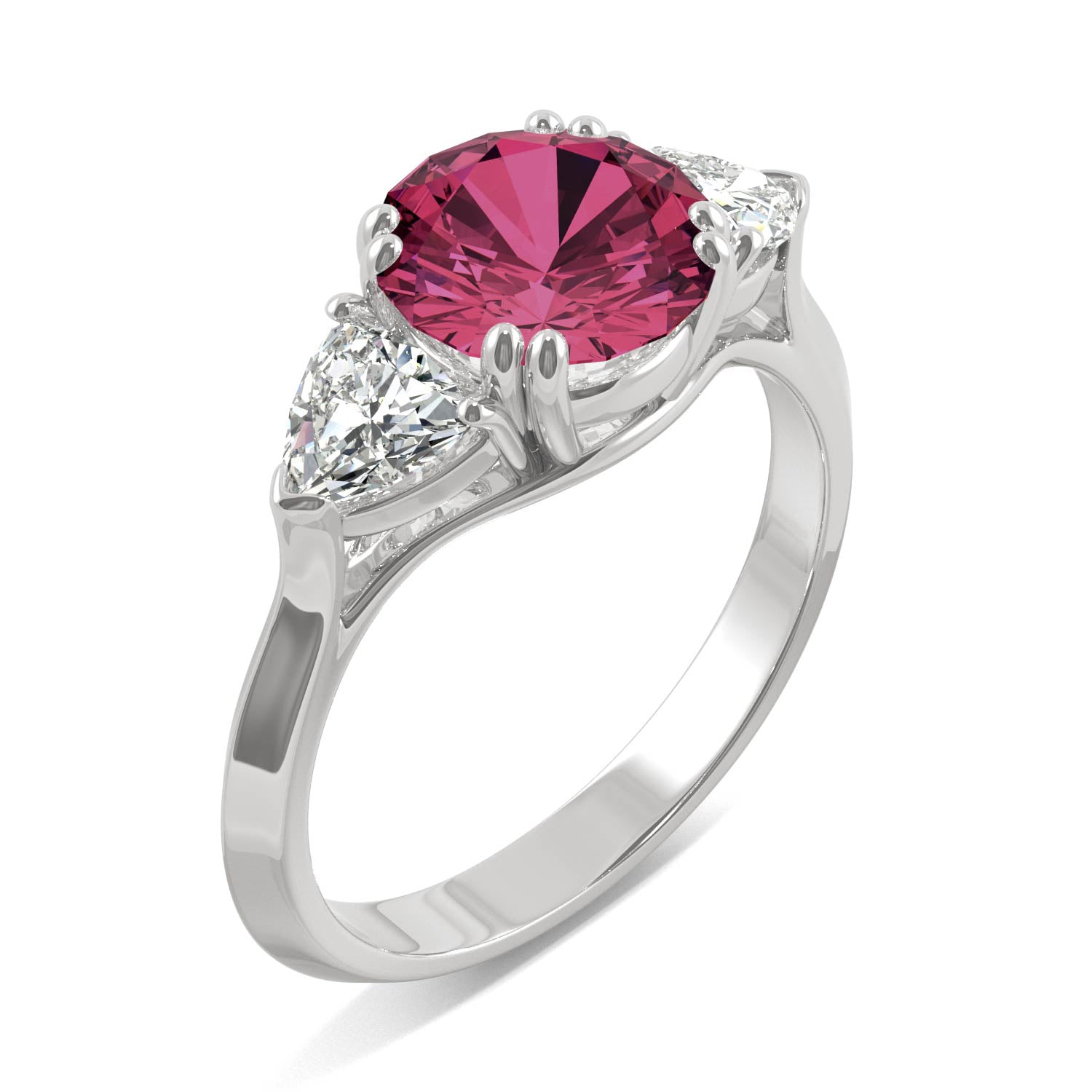 3.50 CTW DEW Round Ruby Engagement Ring in 14K White Gold