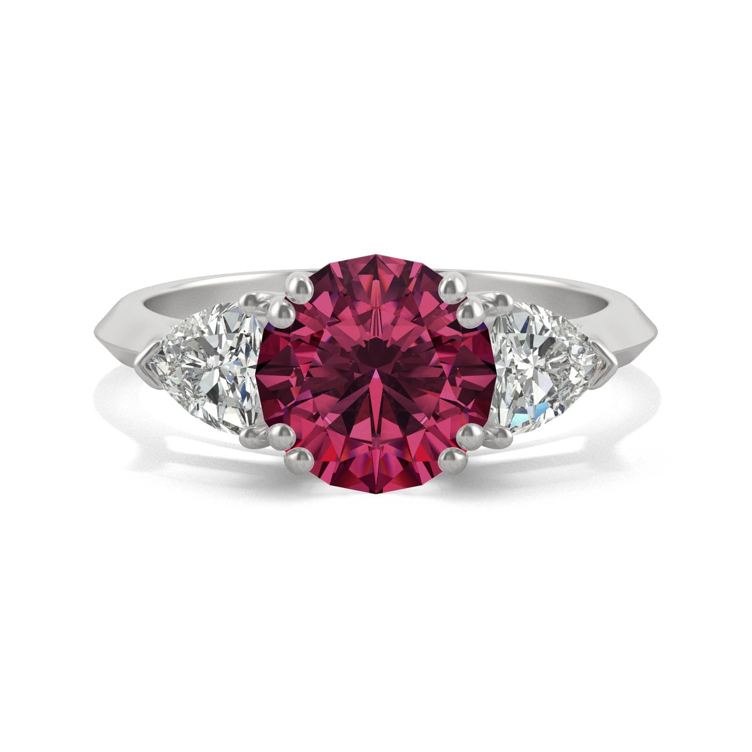 3.50 CTW DEW Round Ruby Engagement Ring in 14K White Gold