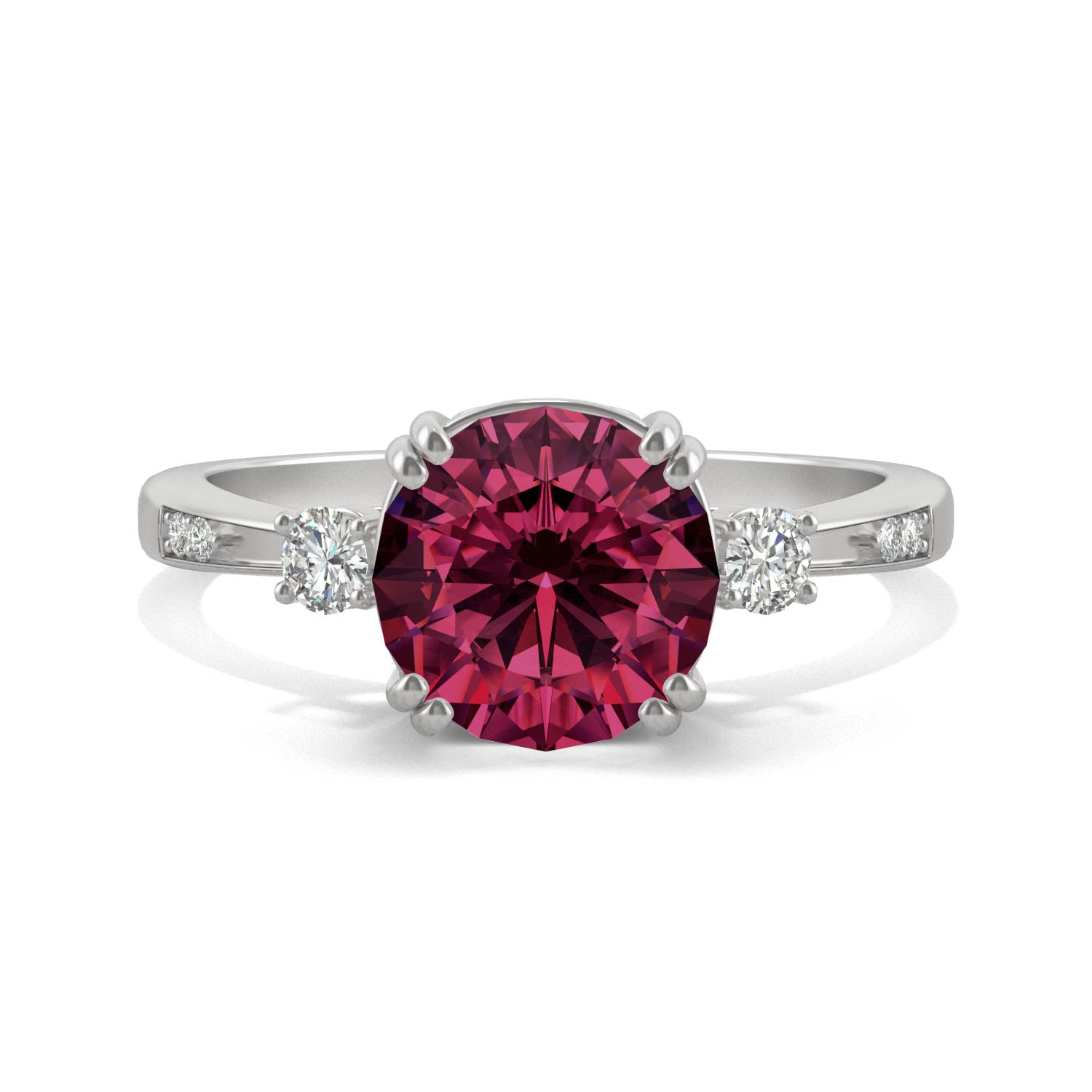 2.84 CTW DEW Round Ruby Basket Ring in 14K White Gold