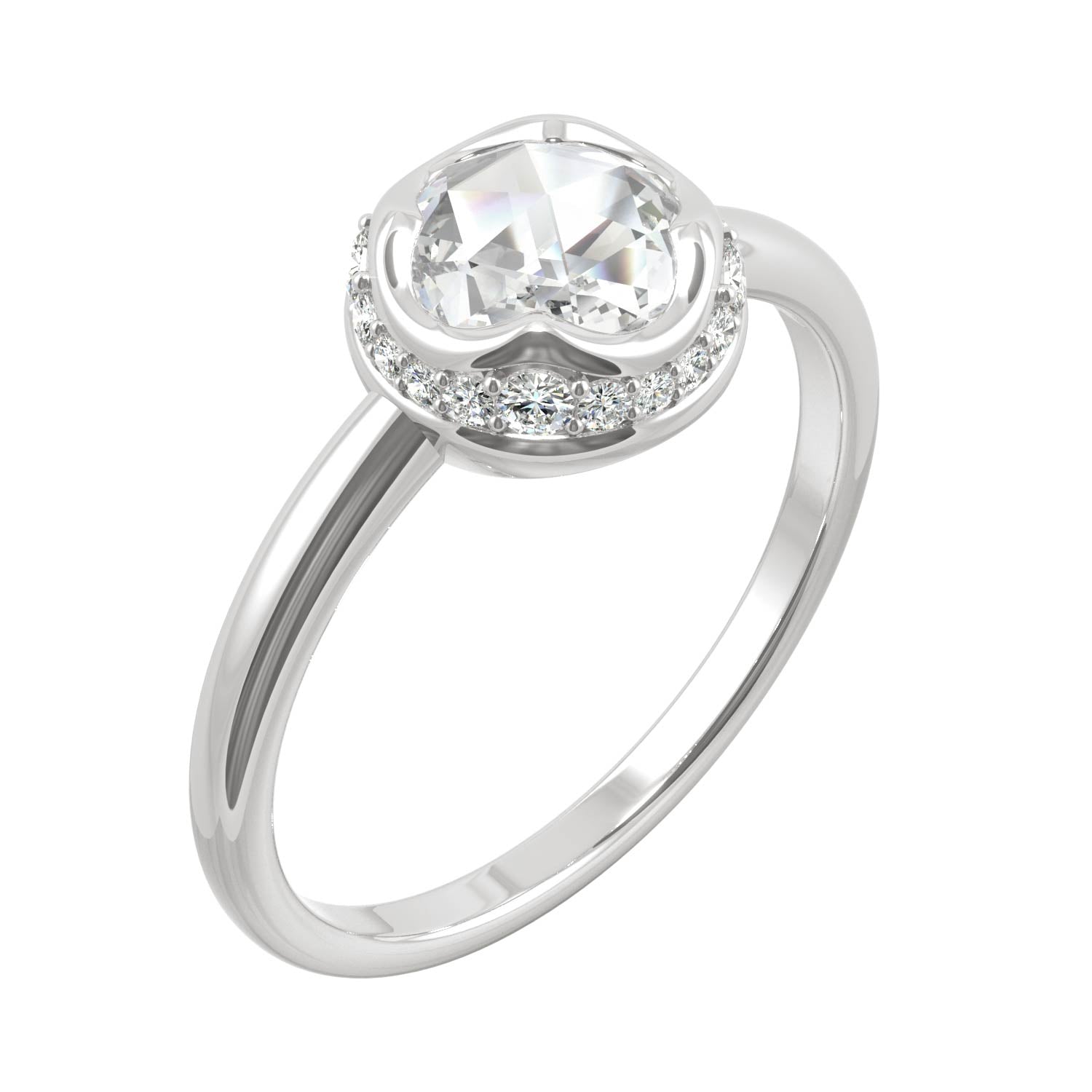 0.77 CTW DEW Round Moissanite Halo Ring in 14K White Gold