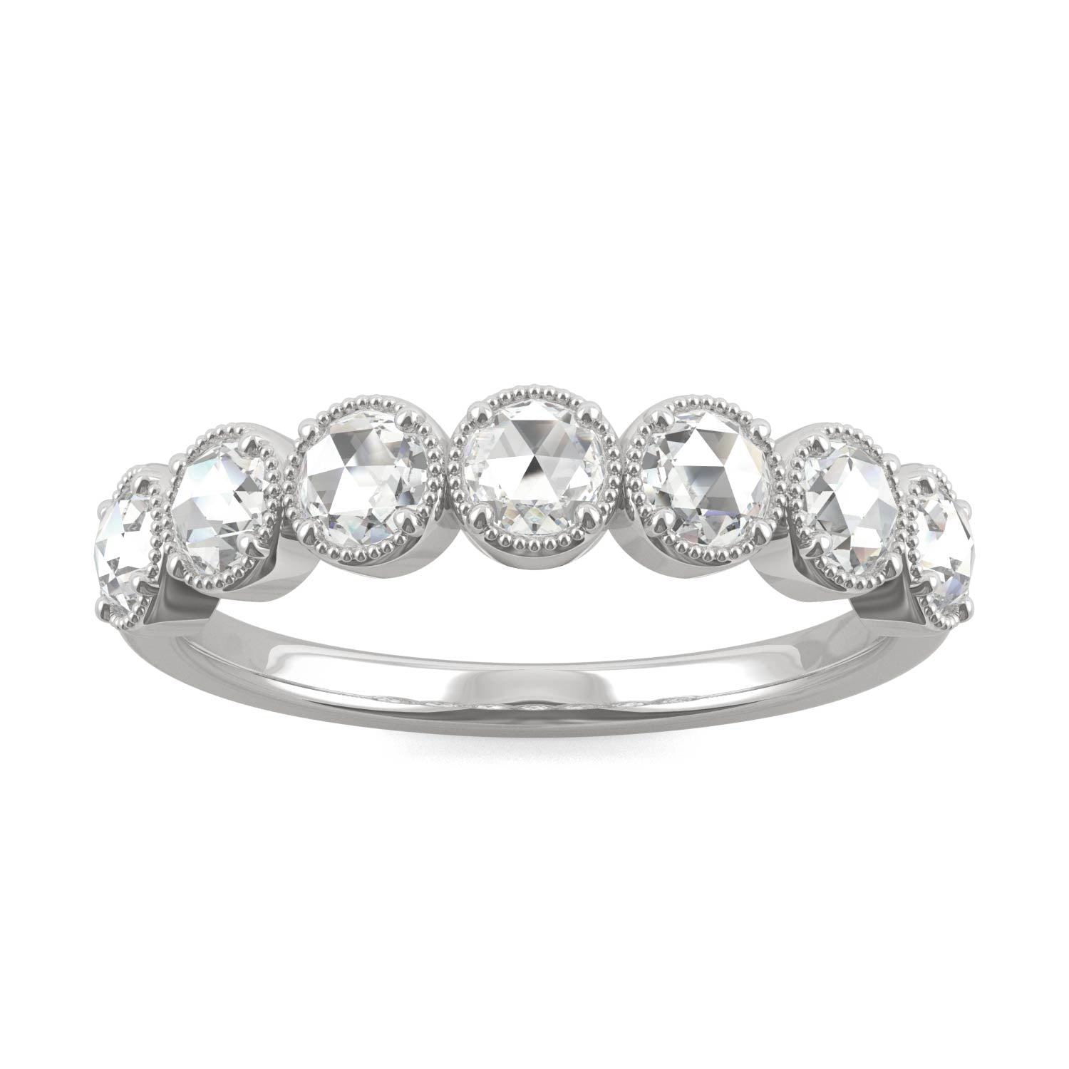 0.42 CTW DEW Rose-Cut Moissanite Seven-Stone Ring in 14K White Gold