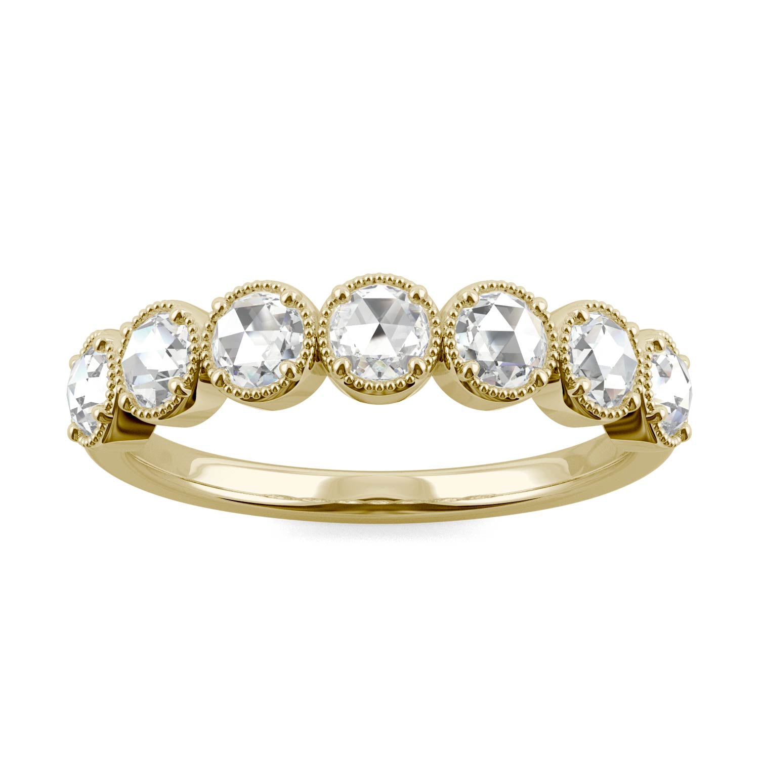 0.42 CTW DEW Round Moissanite Seven Stone Ring in 14K Yellow Gold