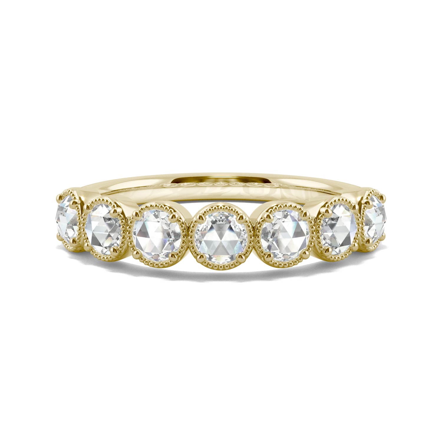 0.42 CTW DEW Round Moissanite Seven Stone Ring in 14K Yellow Gold