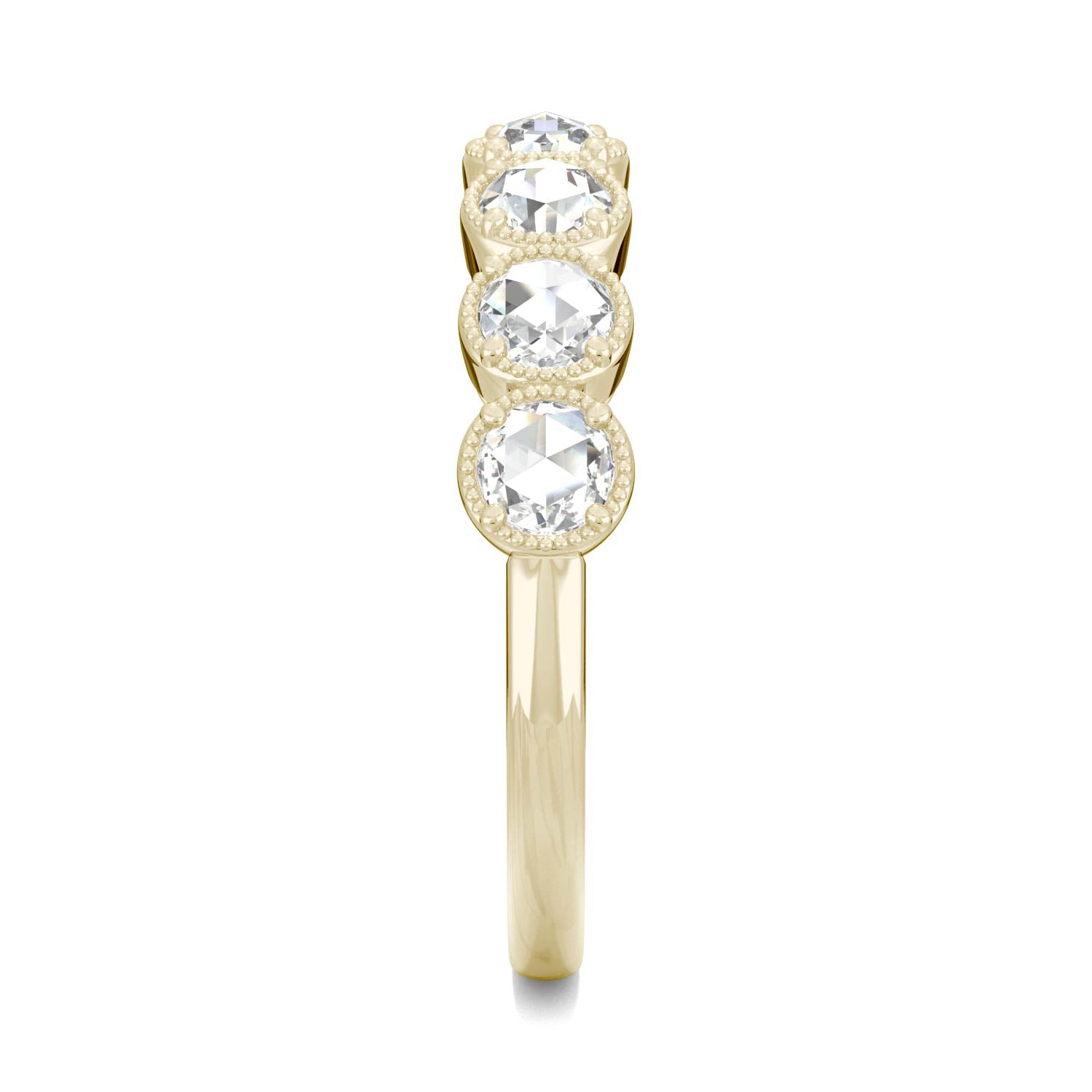 0.42 CTW DEW Round Moissanite Seven Stone Ring in 14K Yellow Gold