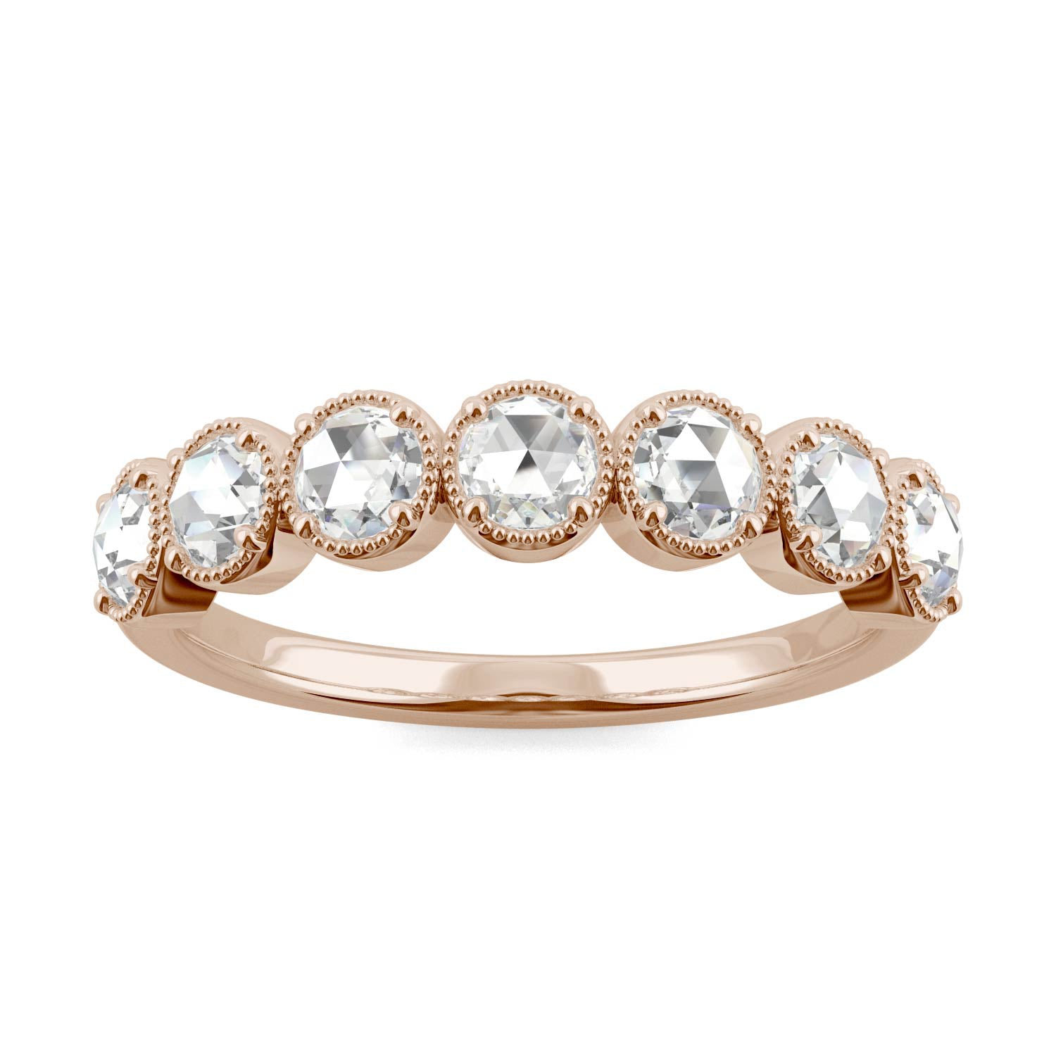0.42 CTW DEW Rose-Cut Moissanite Seven-Stone Ring in 14K Rose Gold
