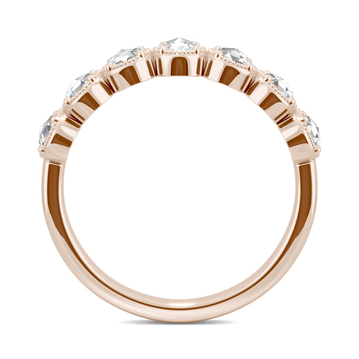 0.42 CTW DEW Rose-Cut Moissanite Seven-Stone Ring in 14K Rose Gold