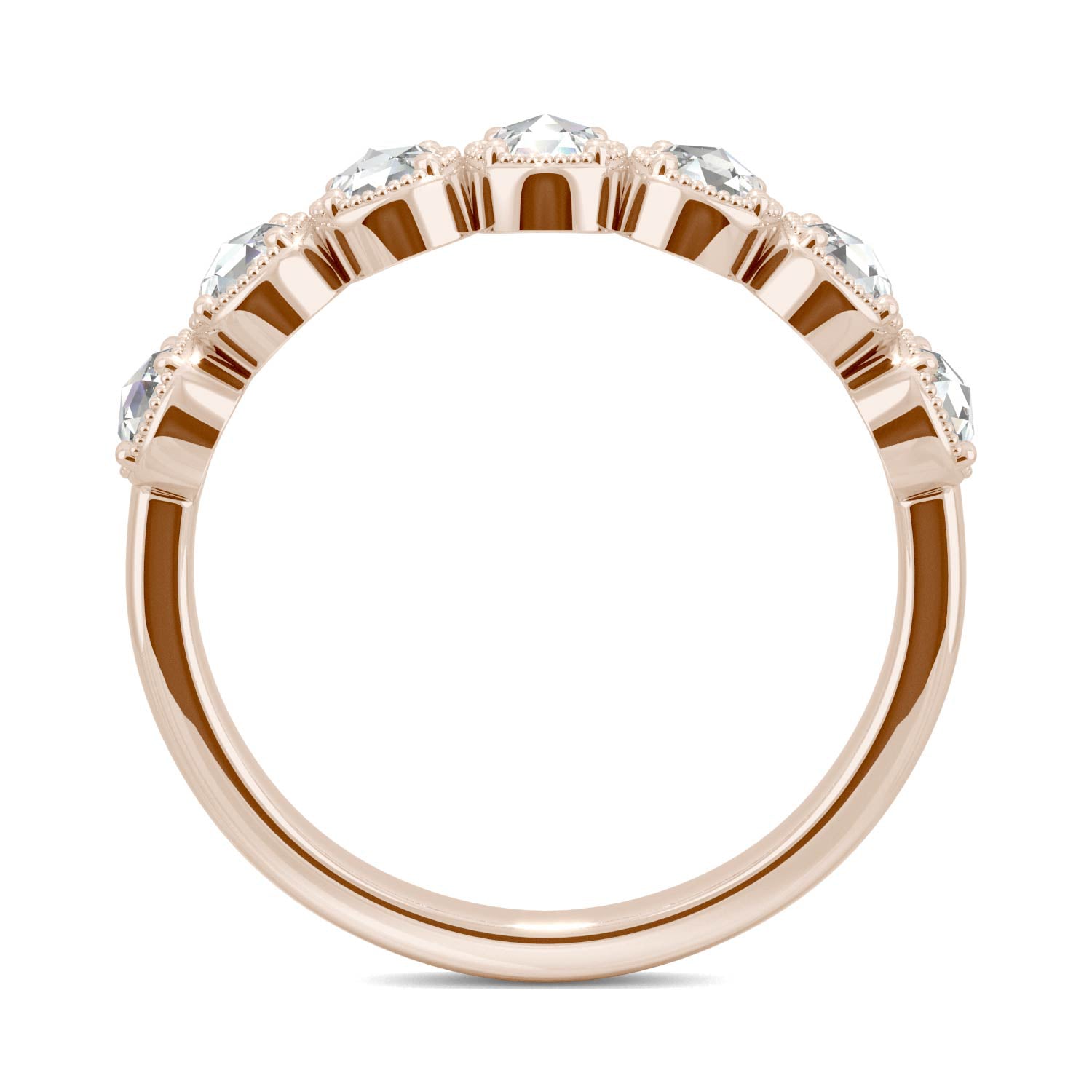 0.42 CTW DEW Round Moissanite Seven Stone Ring in 14K Rose Gold