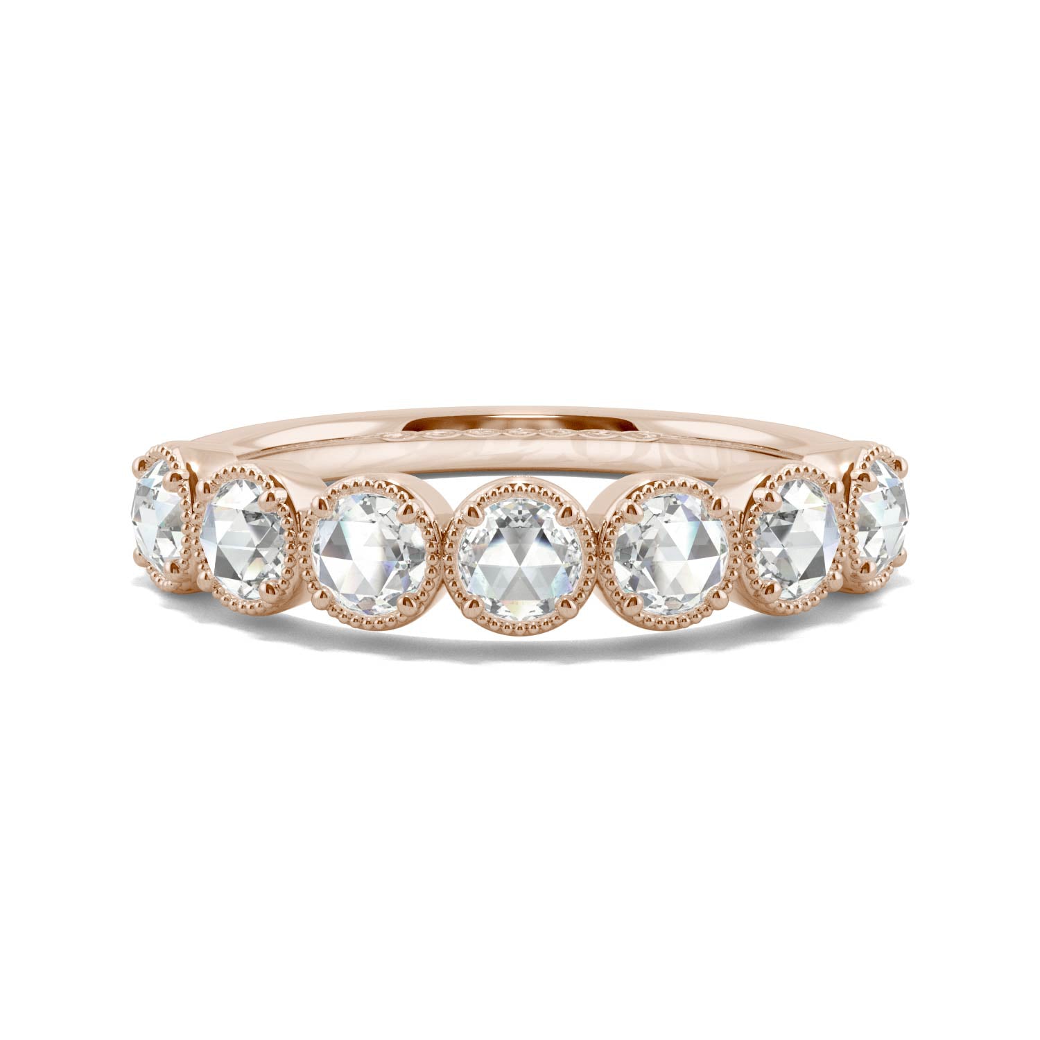 0.42 CTW DEW Rose-Cut Moissanite Seven-Stone Ring in 14K Rose Gold