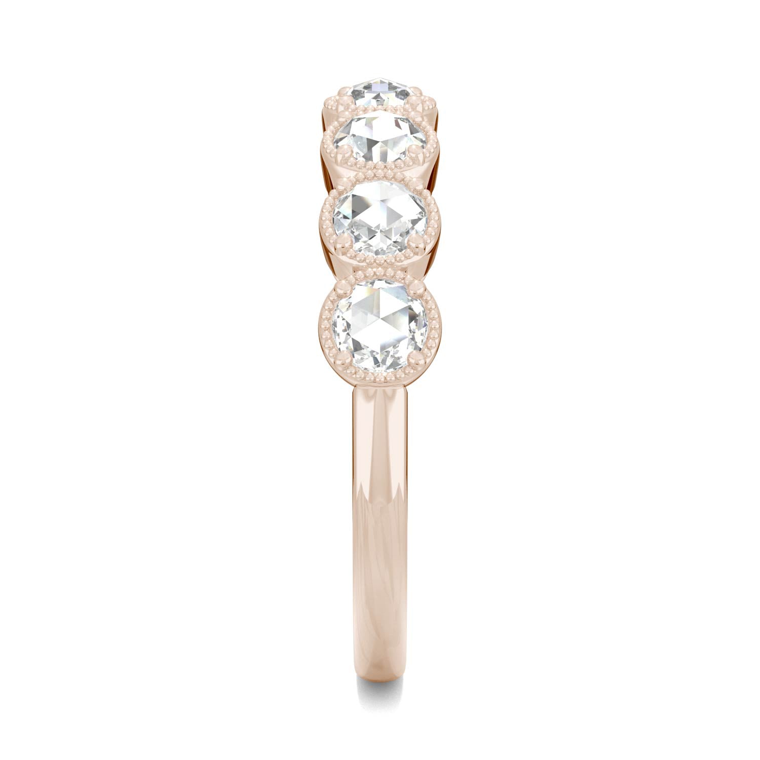 0.42 CTW DEW Round Moissanite Seven Stone Ring in 14K Rose Gold