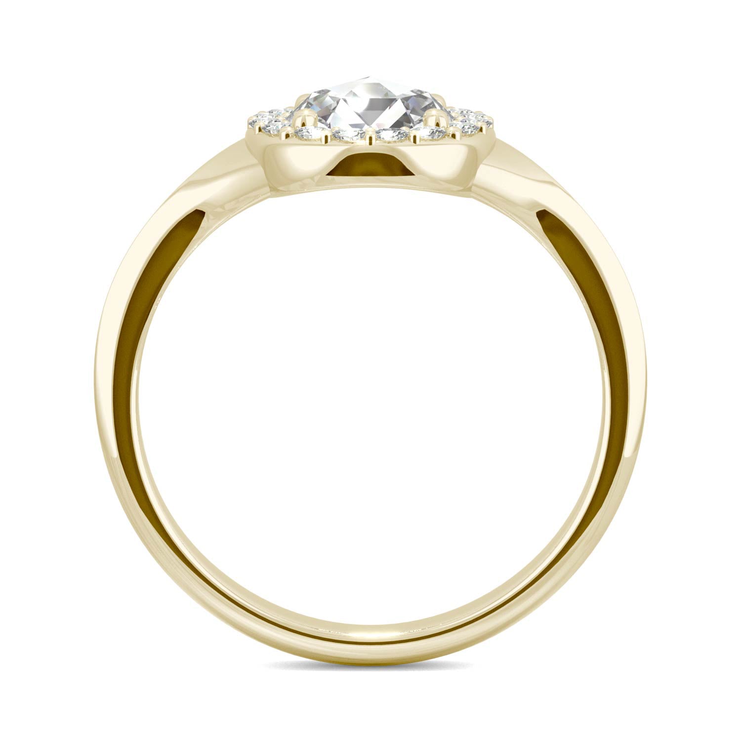 0.60 CTW DEW Round Moissanite Halo Ring in 14K Yellow Gold