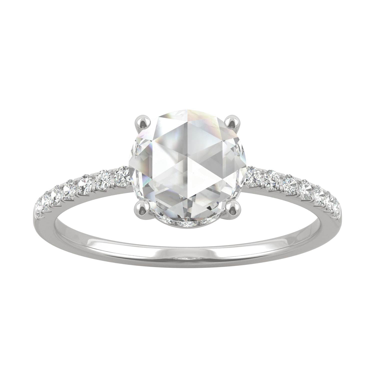 0.81 CTW DEW Round Moissanite Engagement Ring in 14K White Gold