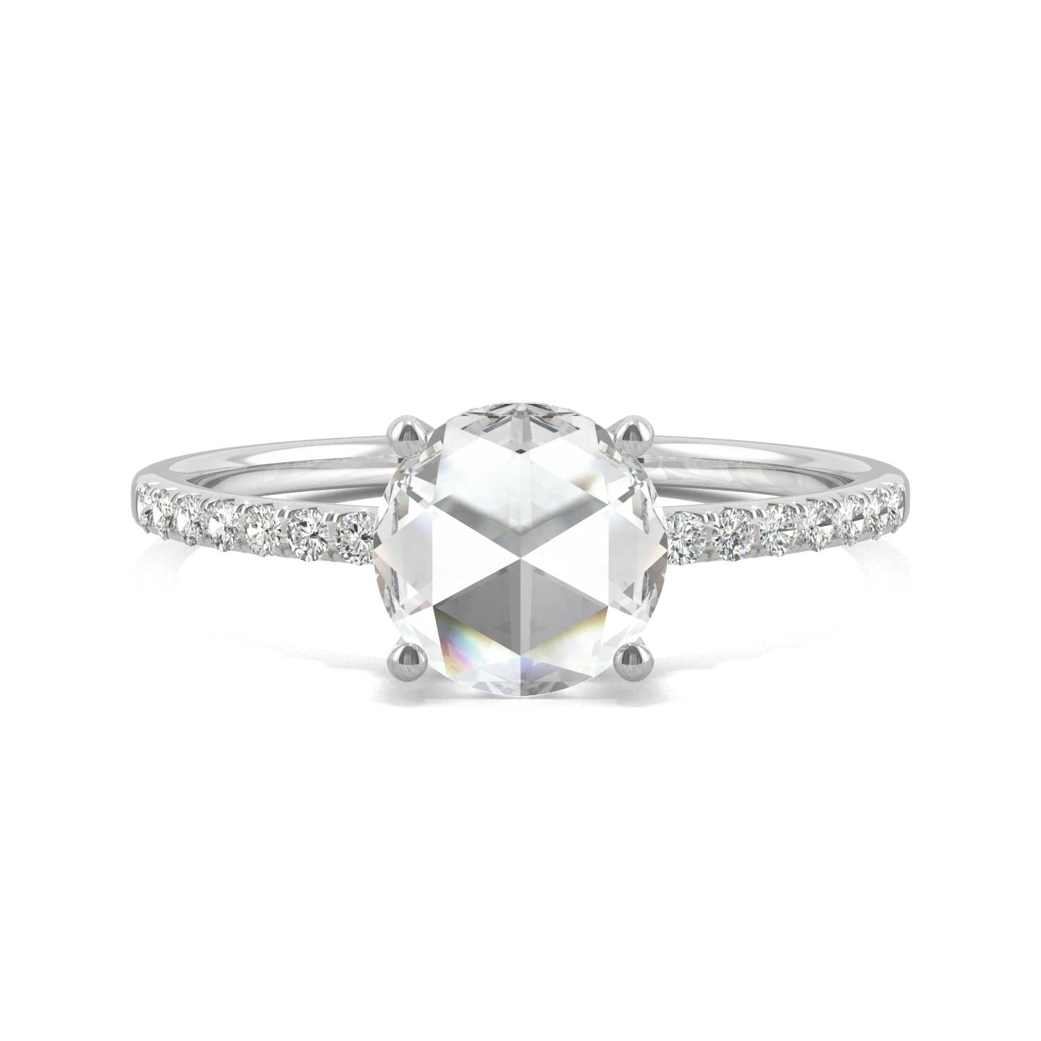 0.81 CTW DEW Round Moissanite Engagement Ring in 14K White Gold