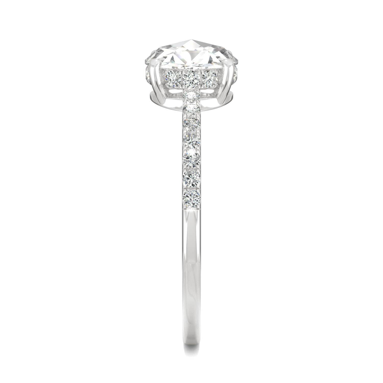 0.81 CTW DEW Round Rose-Cut Moissanite Engagement Ring in 14K White Gold