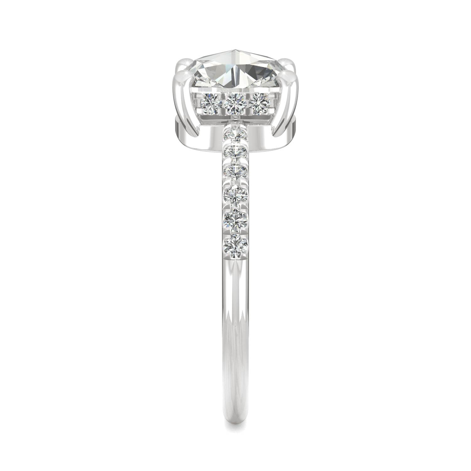1.64 CTW DEW Cushion Moissanite Engagement Ring in 14K White Gold