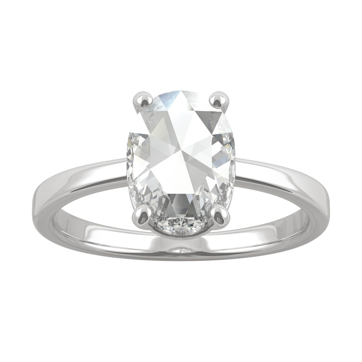 1.26 CTW DEW Oval Rose-Cut Moissanite Halo Ring in 14K White Gold