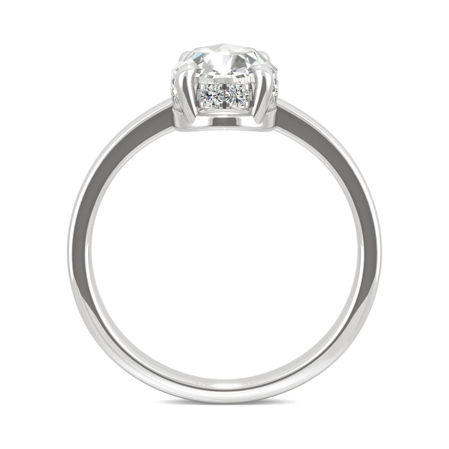 1.26 CTW DEW Oval Rose-Cut Moissanite Halo Ring in 14K White Gold