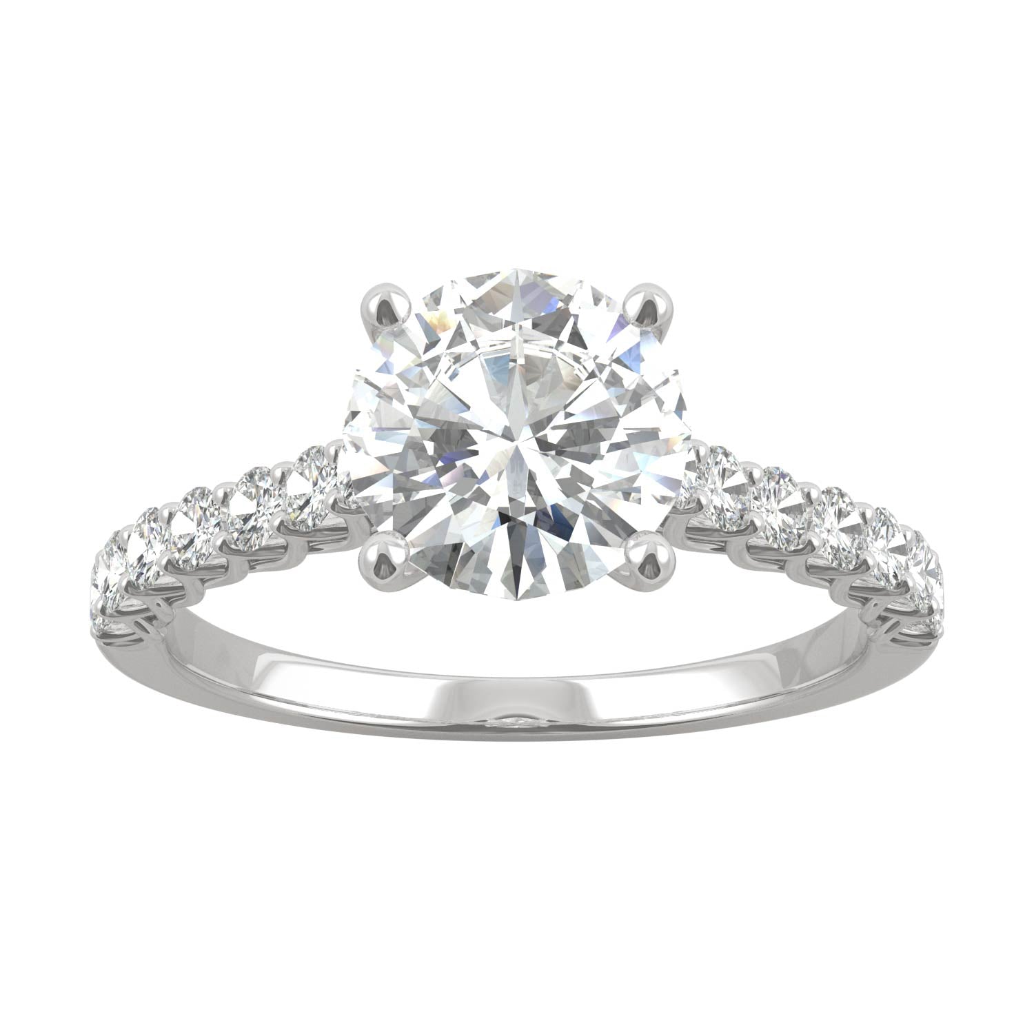 1.92 CTW DEW Round Moissanite Engagement Ring in 14K White Gold