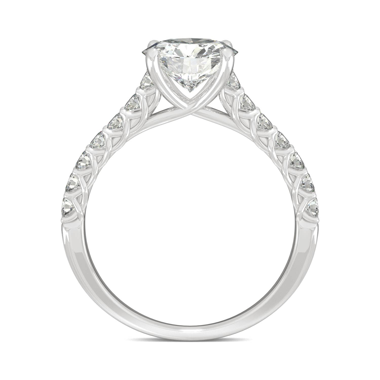 1.92 CTW DEW Round Moissanite Engagement Ring in 14K White Gold