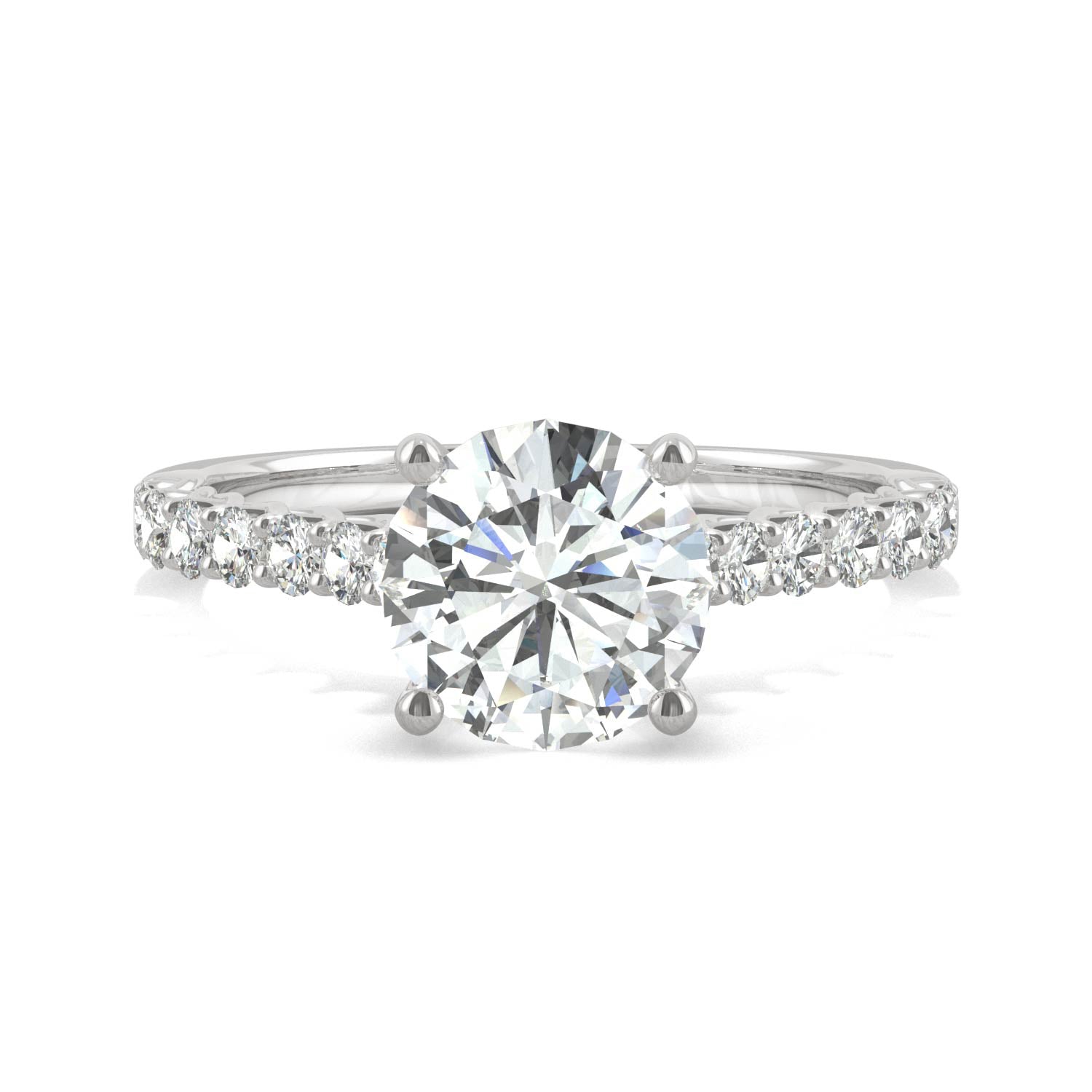 1.92 CTW DEW Round Moissanite Engagement Ring in 14K White Gold