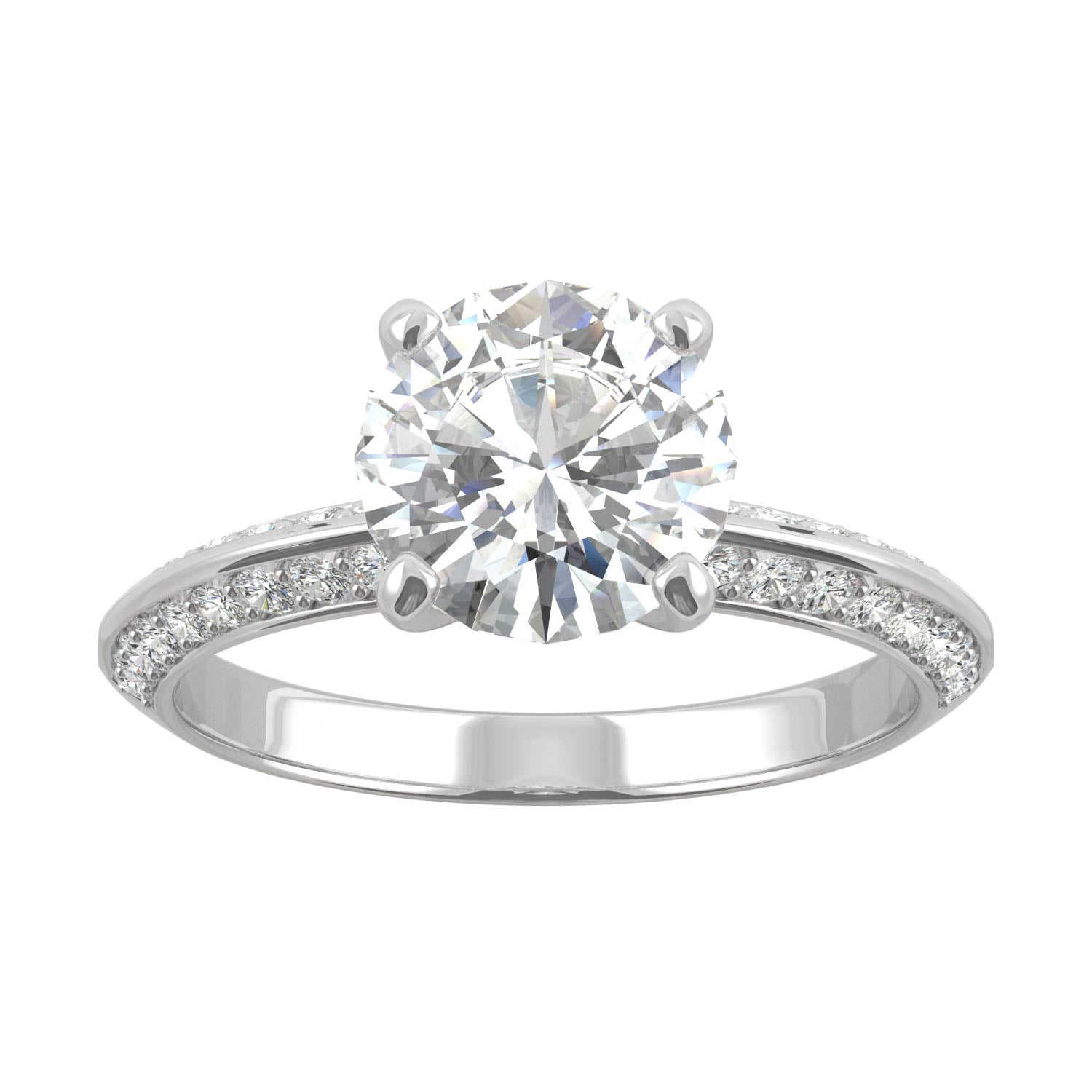 2.26 CTW DEW Round Moissanite Engagement Ring in 14K White Gold