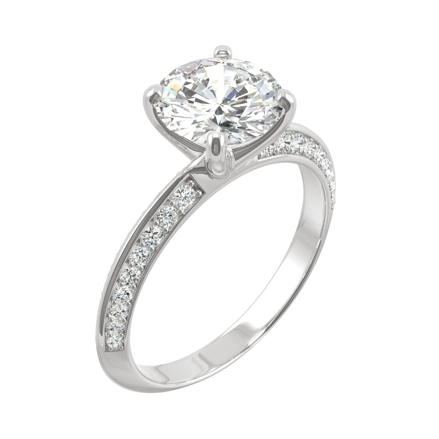 2.26 CTW DEW Round Moissanite Engagement Ring in 14K White Gold