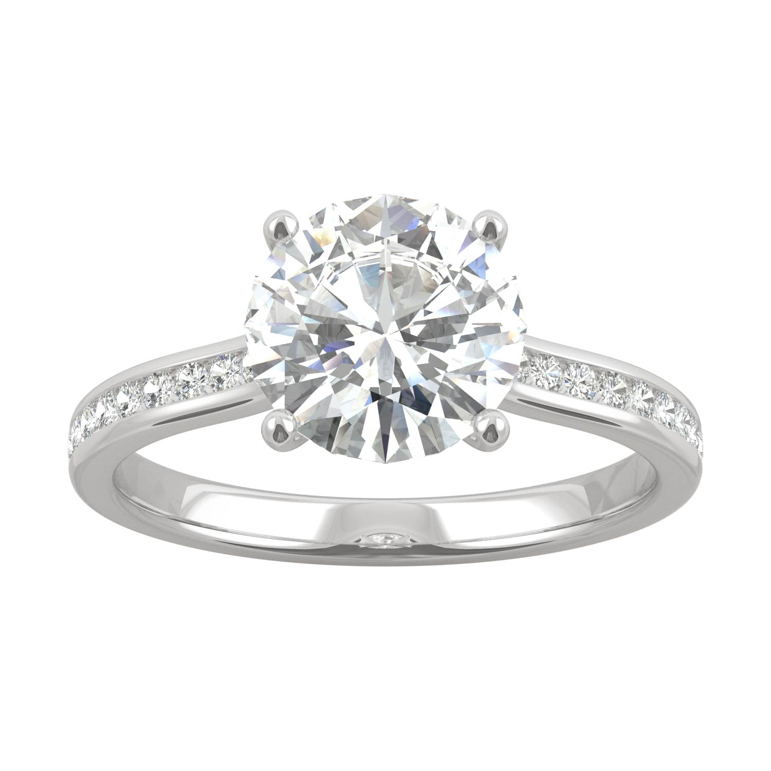 2.08 CTW DEW Round Moissanite Engagement Ring in 14K White Gold