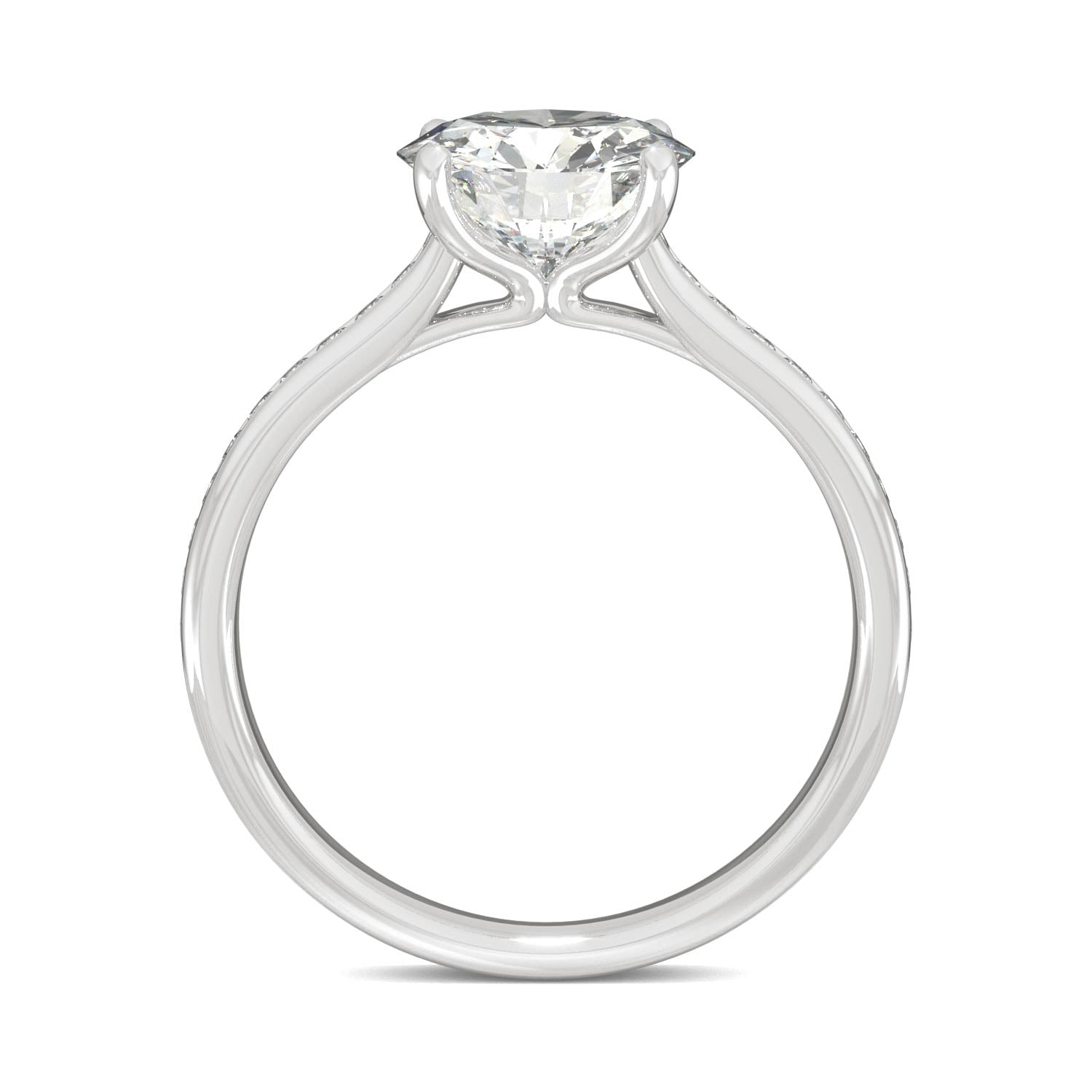 2.08 CTW DEW Round Moissanite Engagement Ring in 14K White Gold